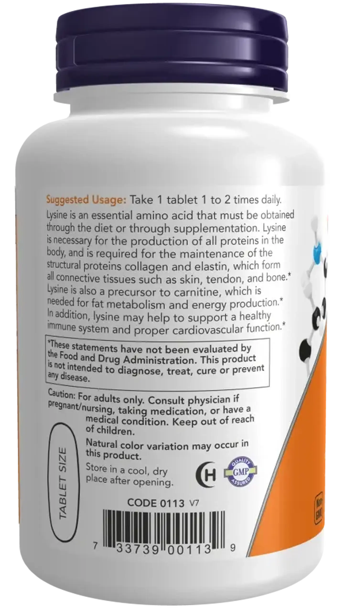 Now foods, L-Lysine 1000 mg, 100 tablete