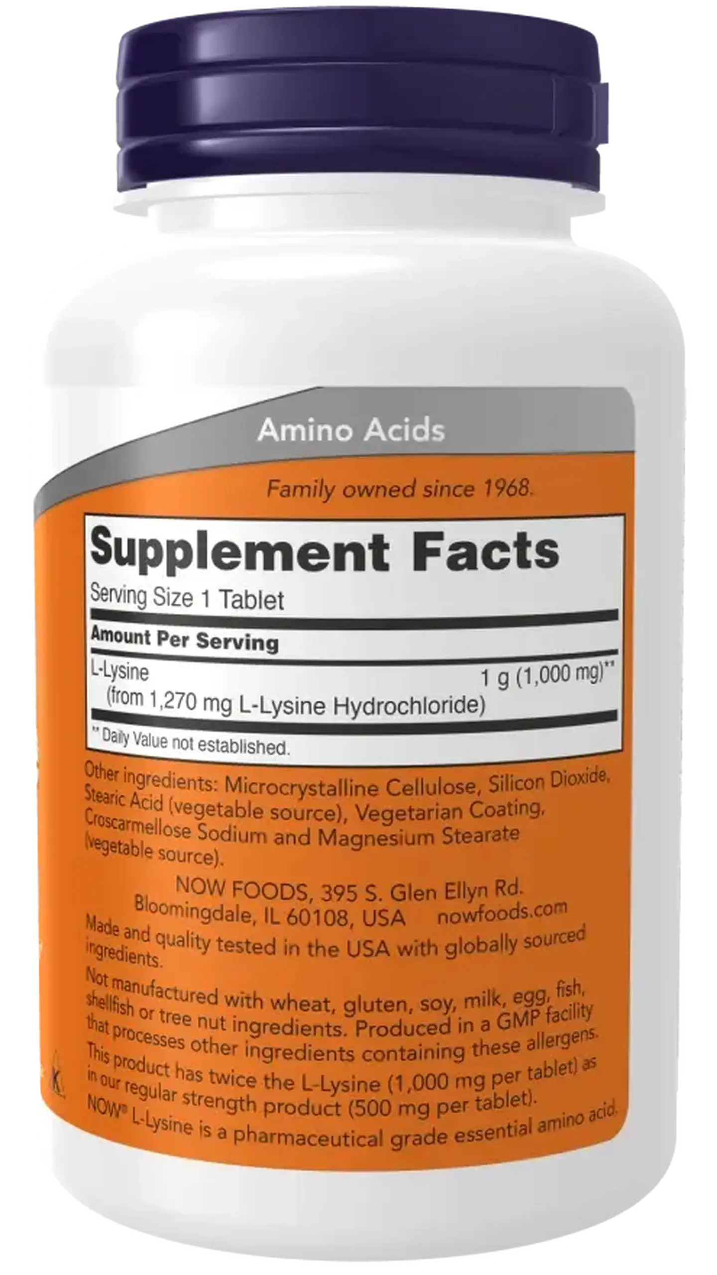 Now foods, L-Lysine 1000 mg, 100 tablete