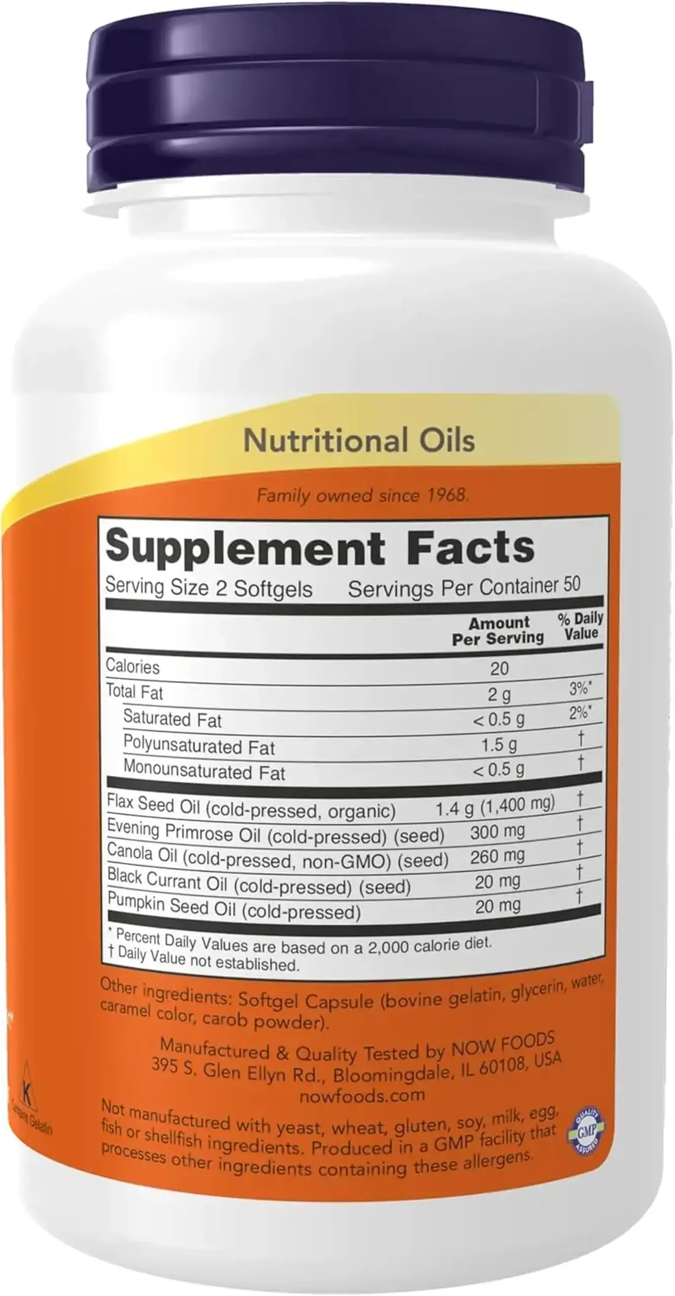 Now Foods, Omega 3-6-9, 1000mg, 100 capsule gelatinoase