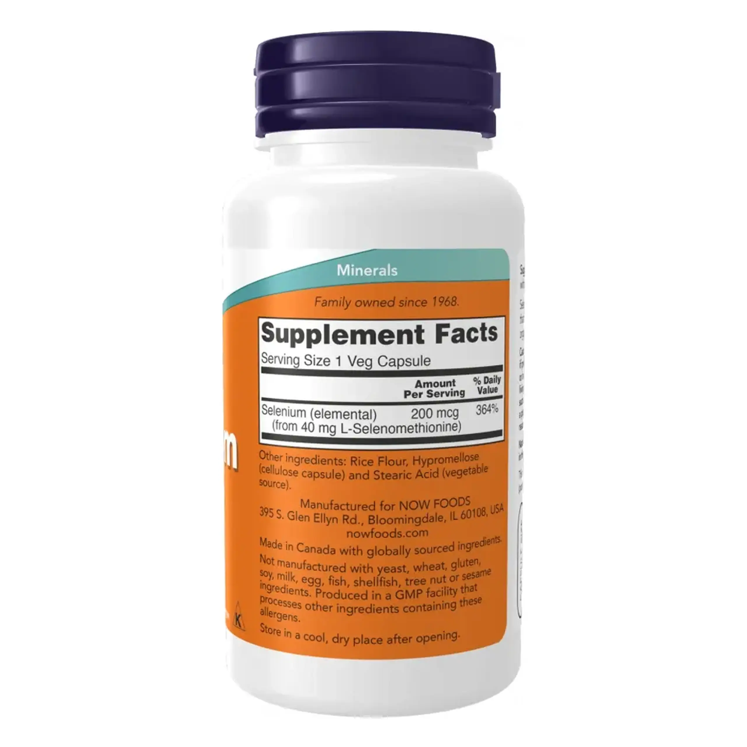 Now Foods, Selenium 200 mcg, 90 capsule vegetale - Volum 90 capsule