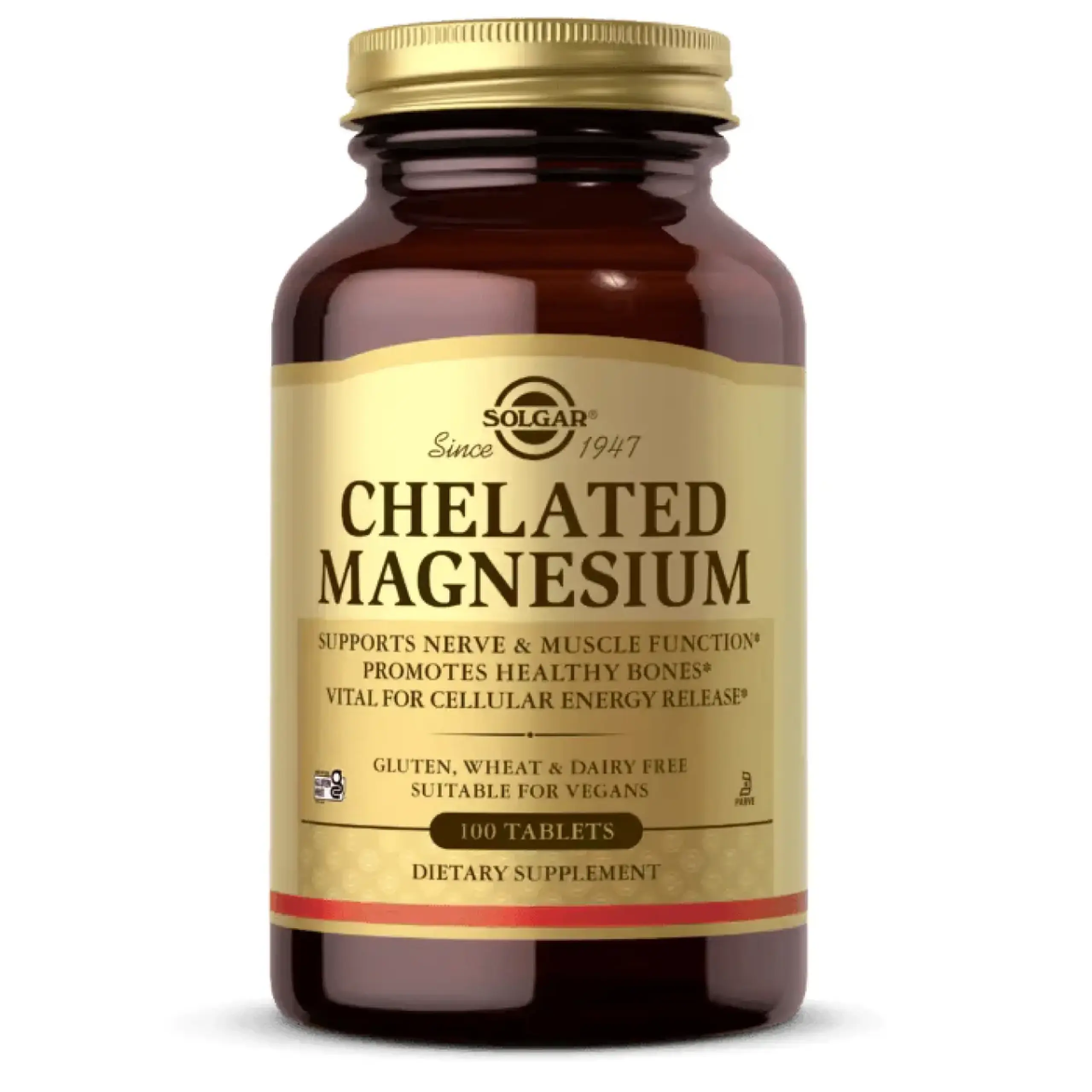 Solgar, Chelated Magnesium, 100 Tabs