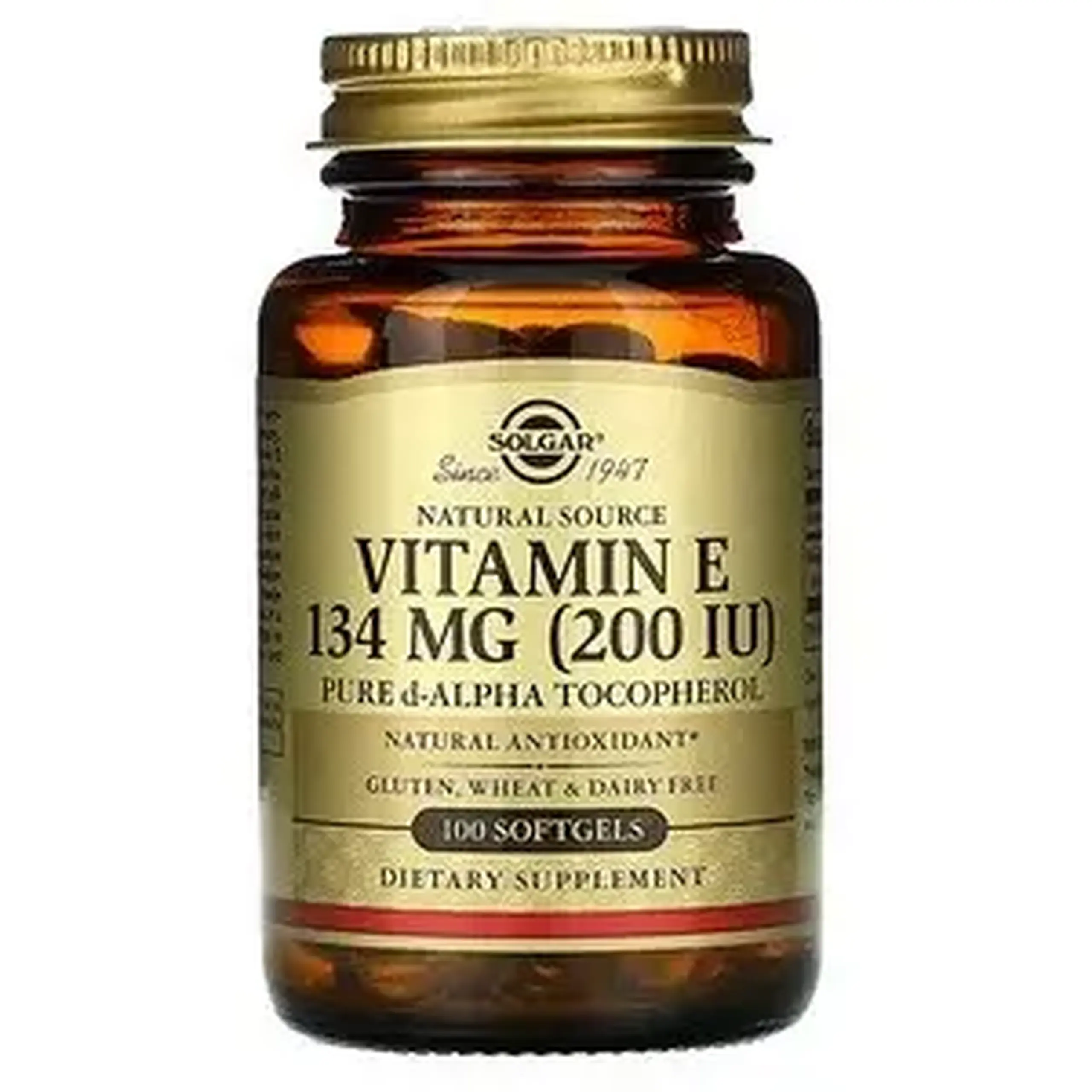 Solgar, Vitamin E 134 MG, 200 IU d-Alpha Tocopherol, 100 softgels