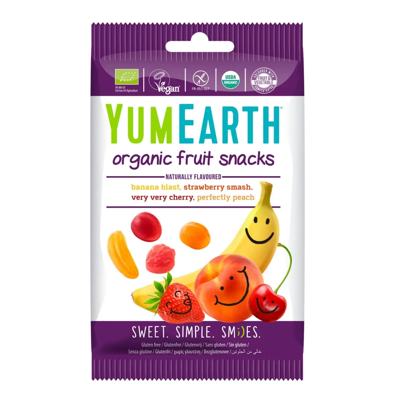 Jeleuri organice YumEarth, Organic Fruit Snacks, 50g