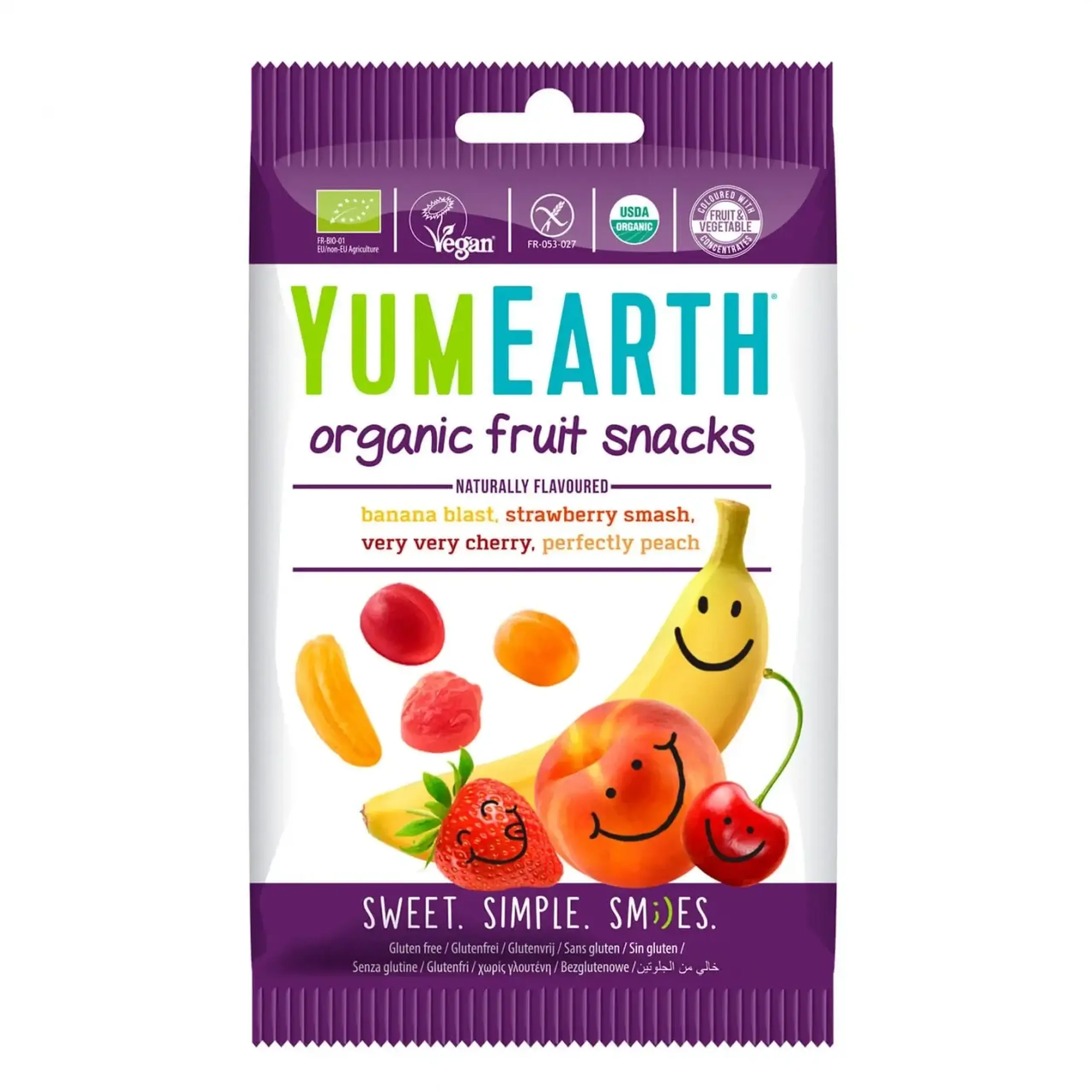 Jeleuri organice YumEarth, Organic Fruit Snacks, 50g
