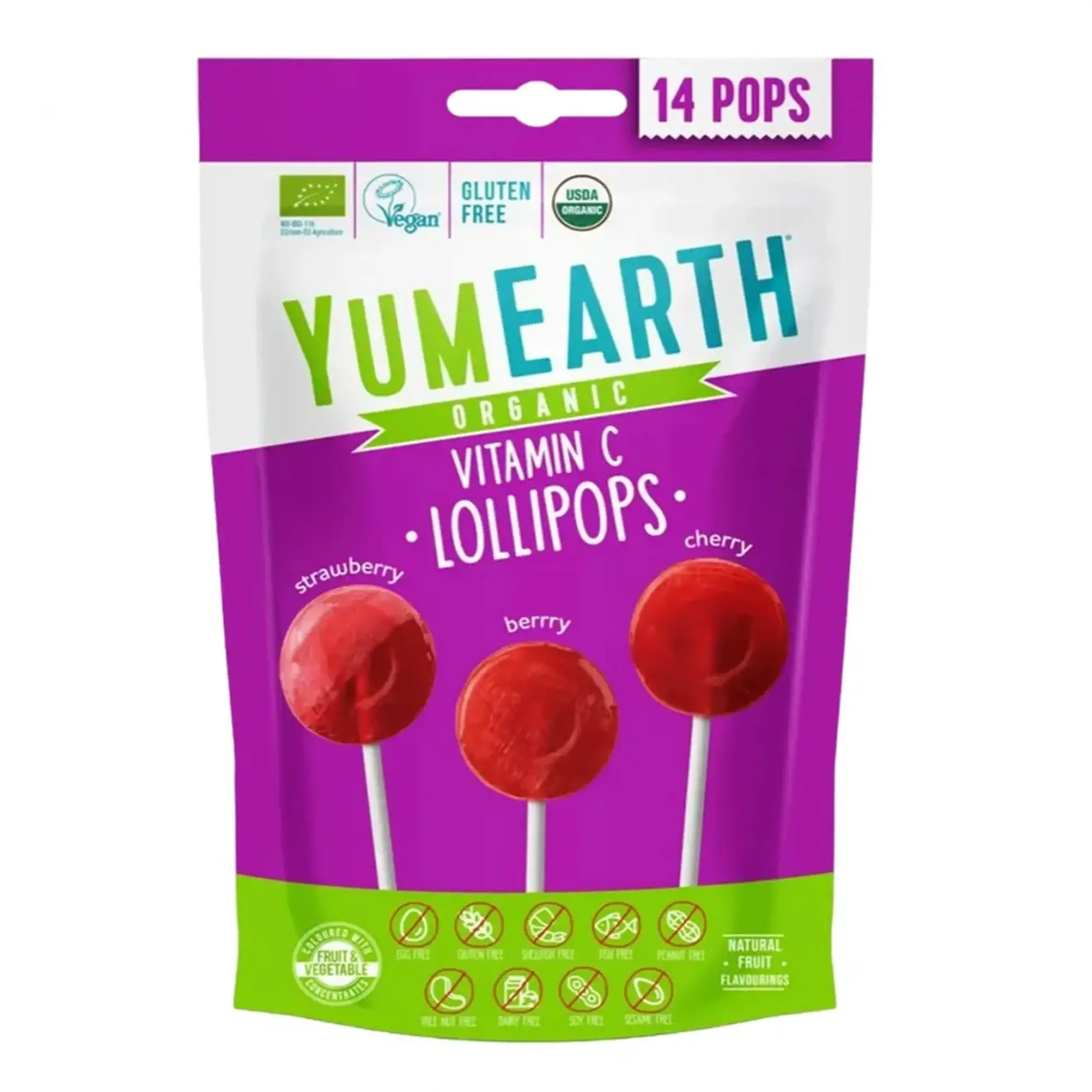 YumEarth, Organic Pops, Vitamin C, 14 Pops