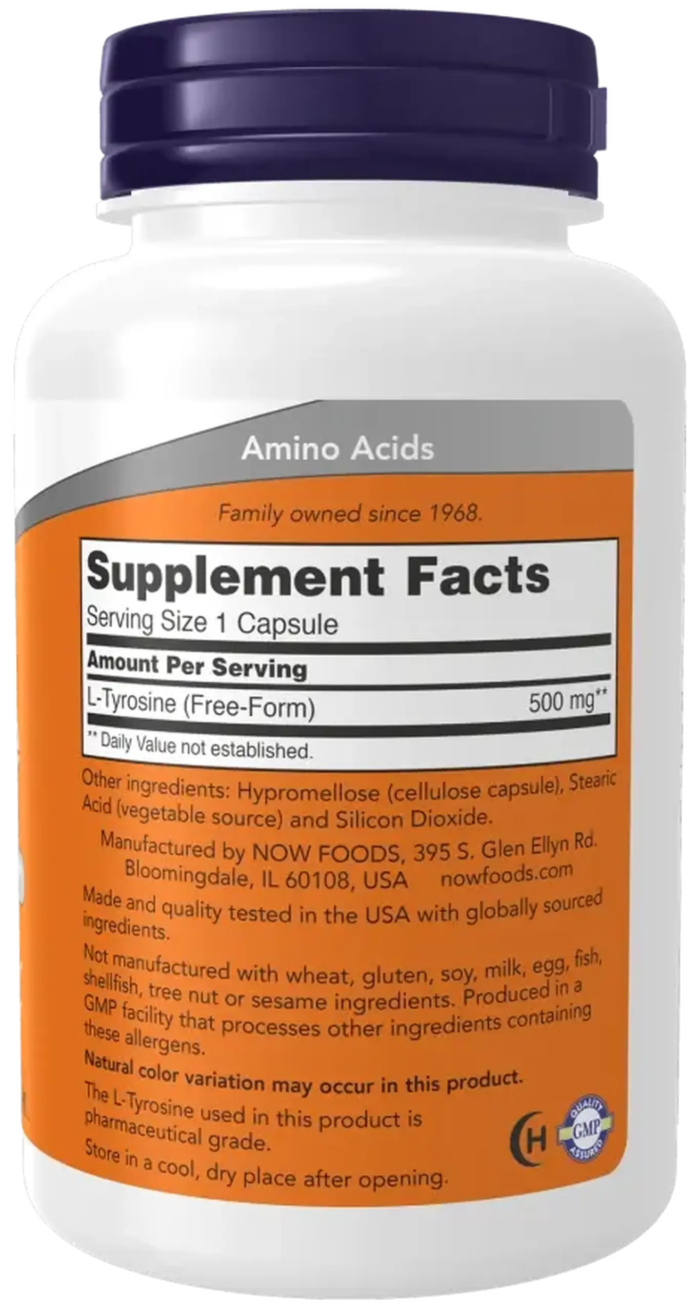 Now Foods, L-Tyrosine, 500 mg, 120 Capsule