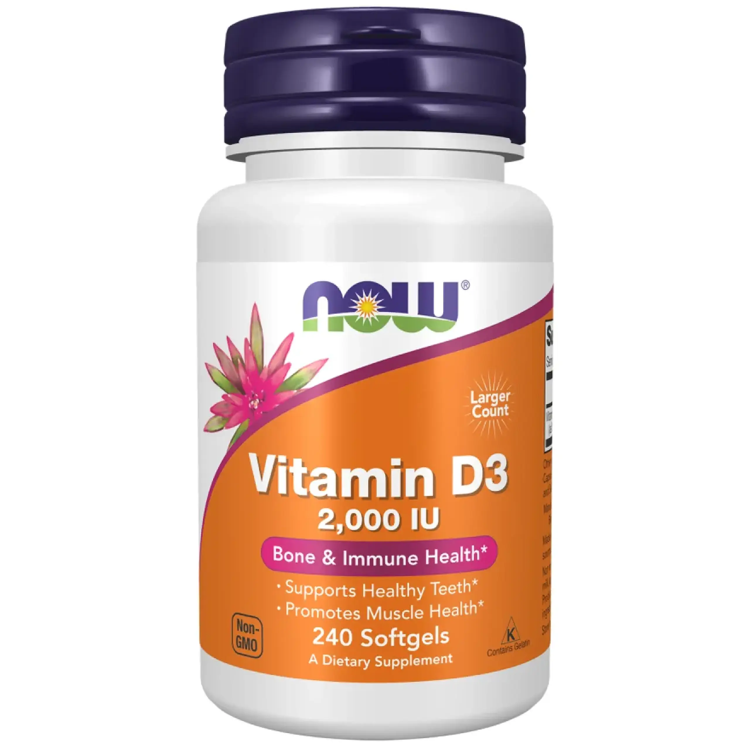 Now Foods, Vitamin D-3, 2000 IU, 240 capsule gelatinoase