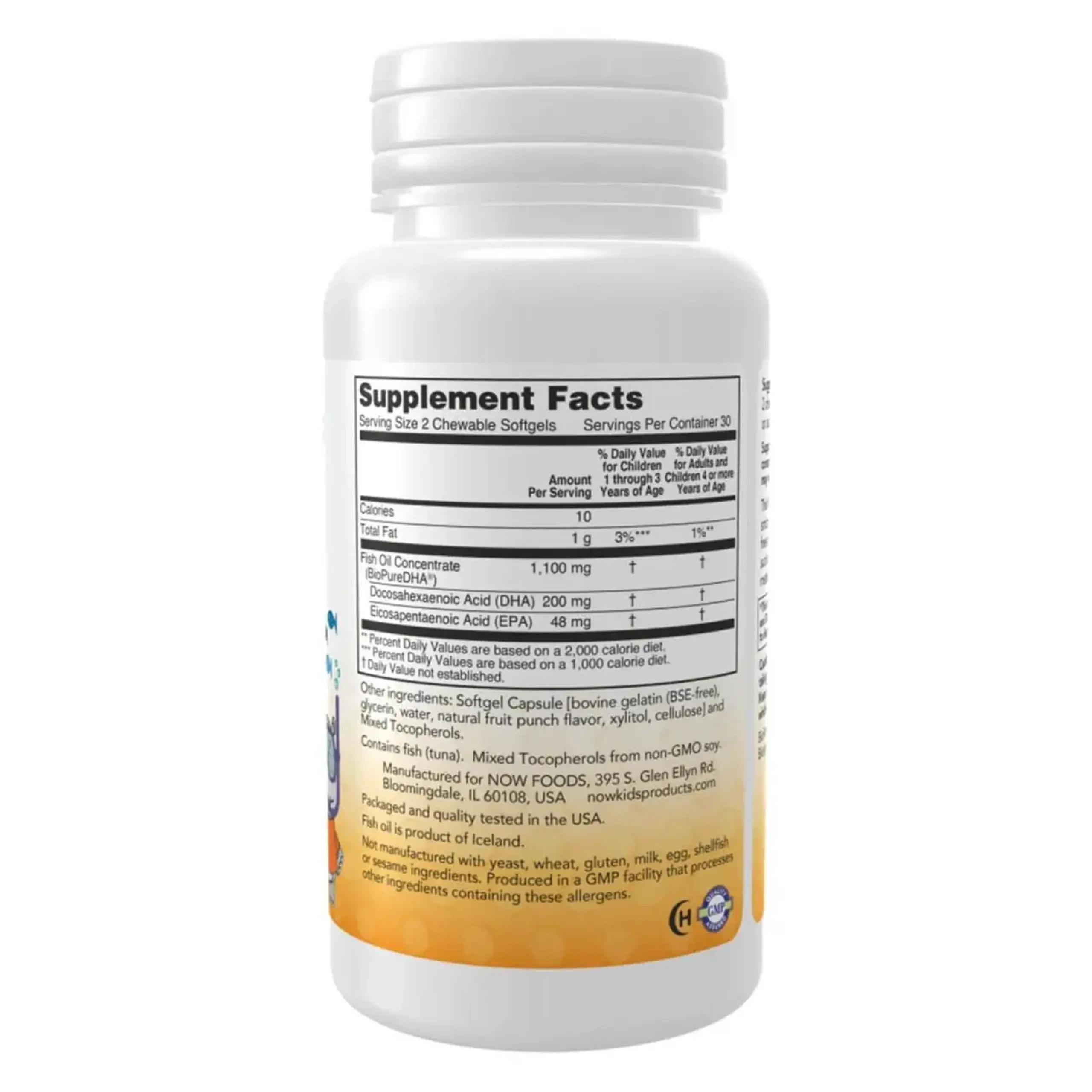 Now Foods, Kids Chewable DHA, 100 mg, 60 capsule gelatinoase mestecabile