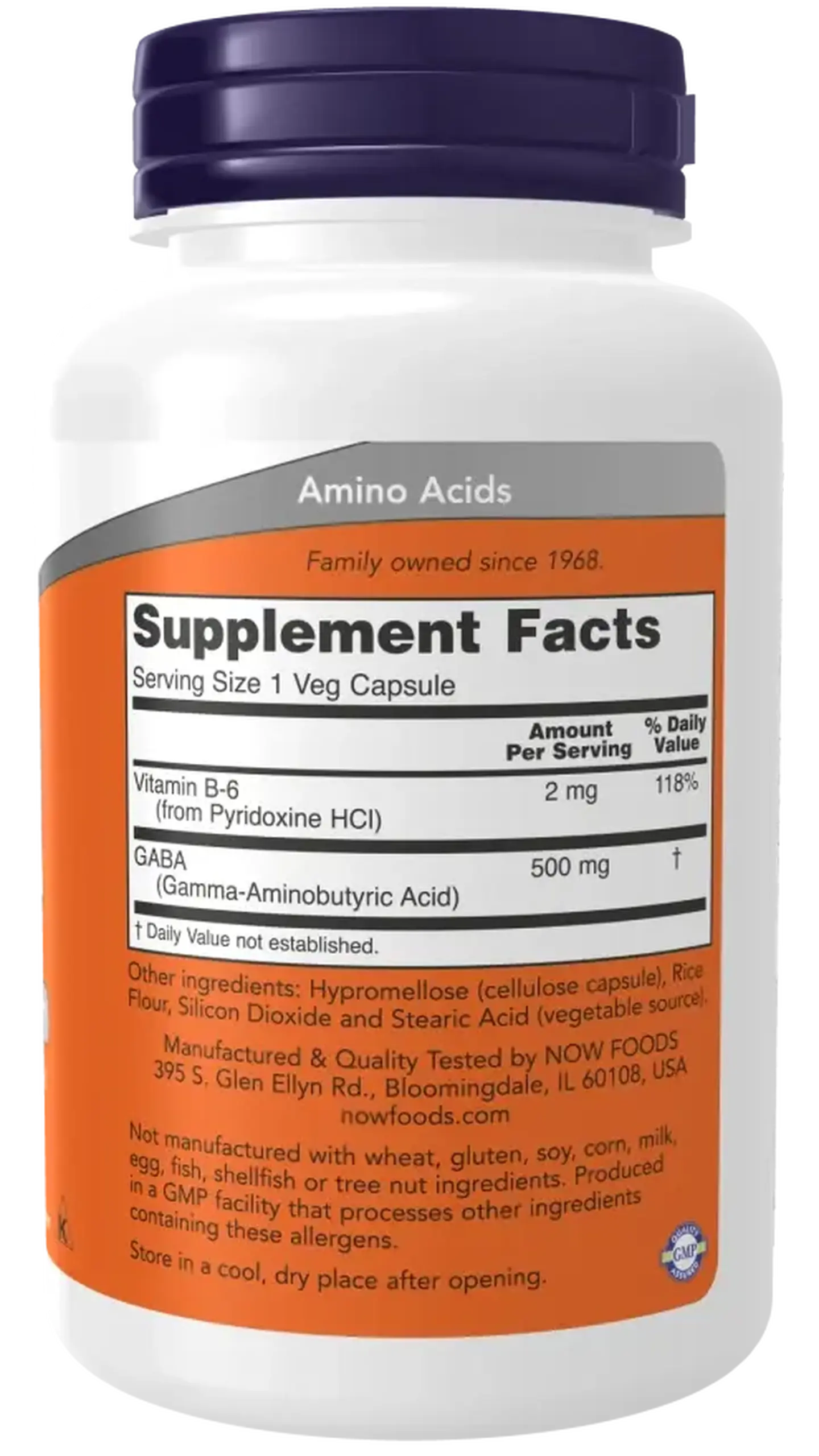 Now Foods, Gaba, 500 mg, 100 capsule vegetale