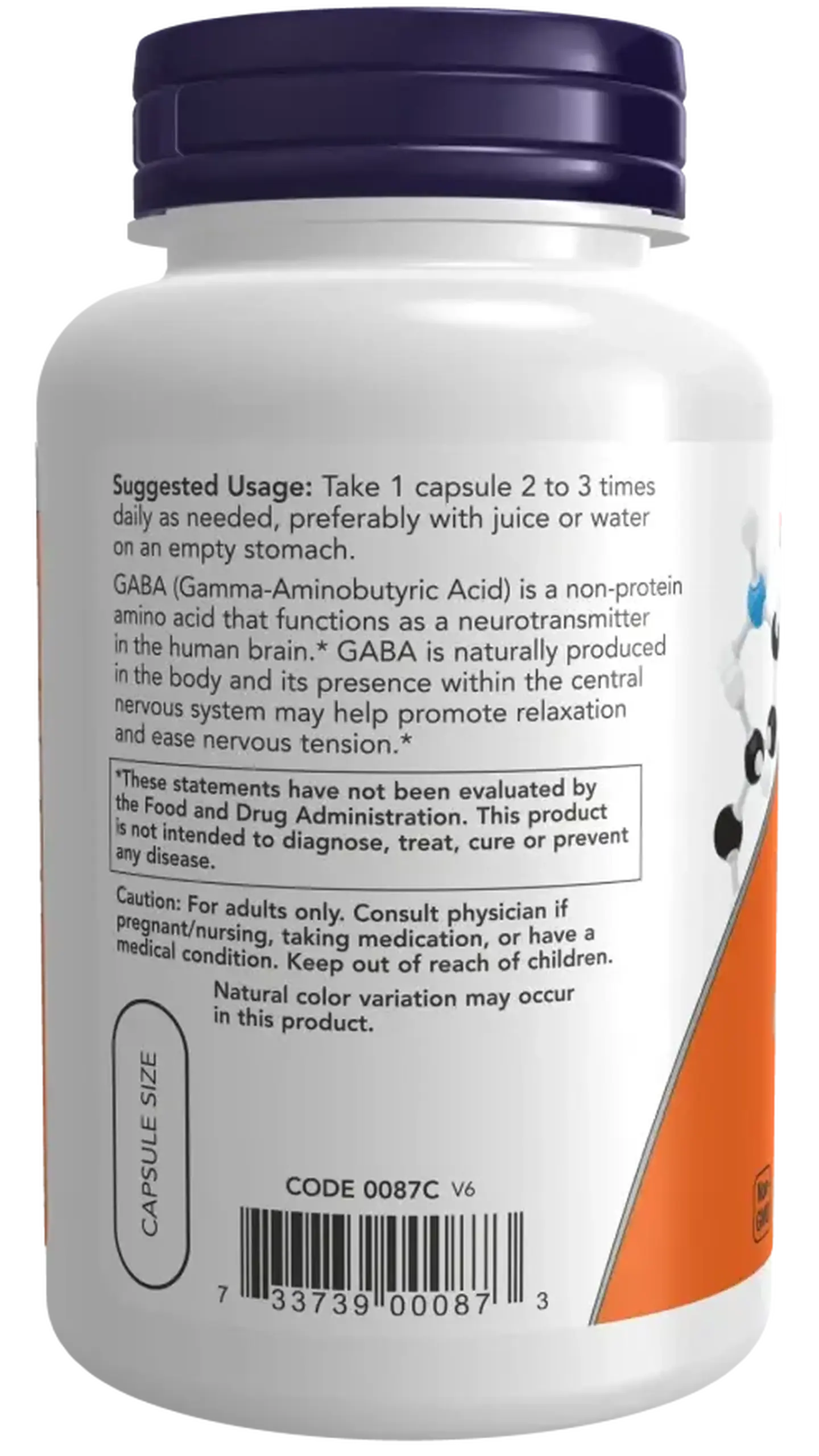 Now Foods, Gaba, 500 mg, 100 capsule vegetale