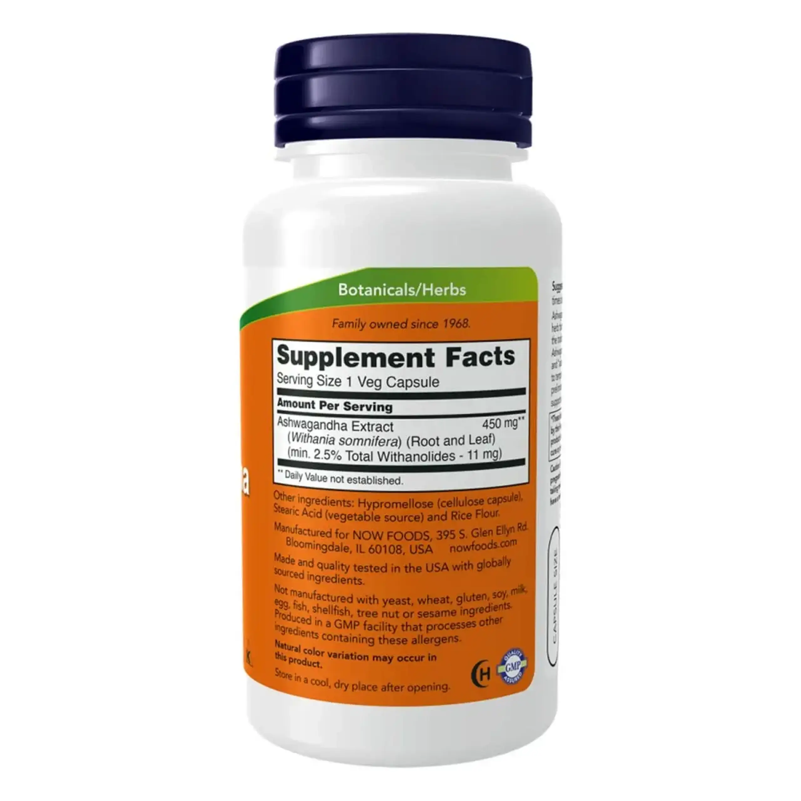 Now Foods, Ashwagandha, 450 mg, 90 capsule vegetale