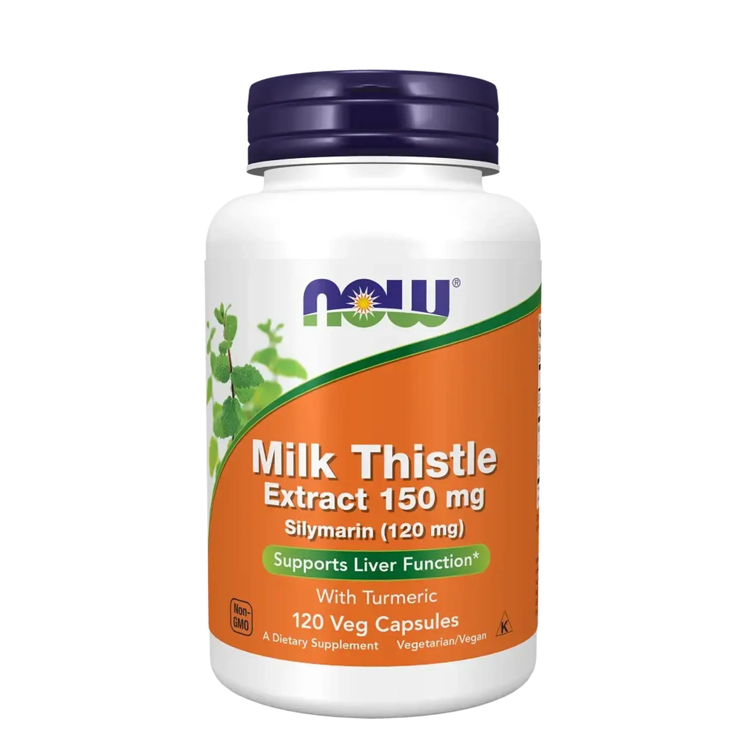 Now Foods, Milk Thistle 150 mg, Silymarin with Turmenic, 120 mg, 120 capsule vegetale
