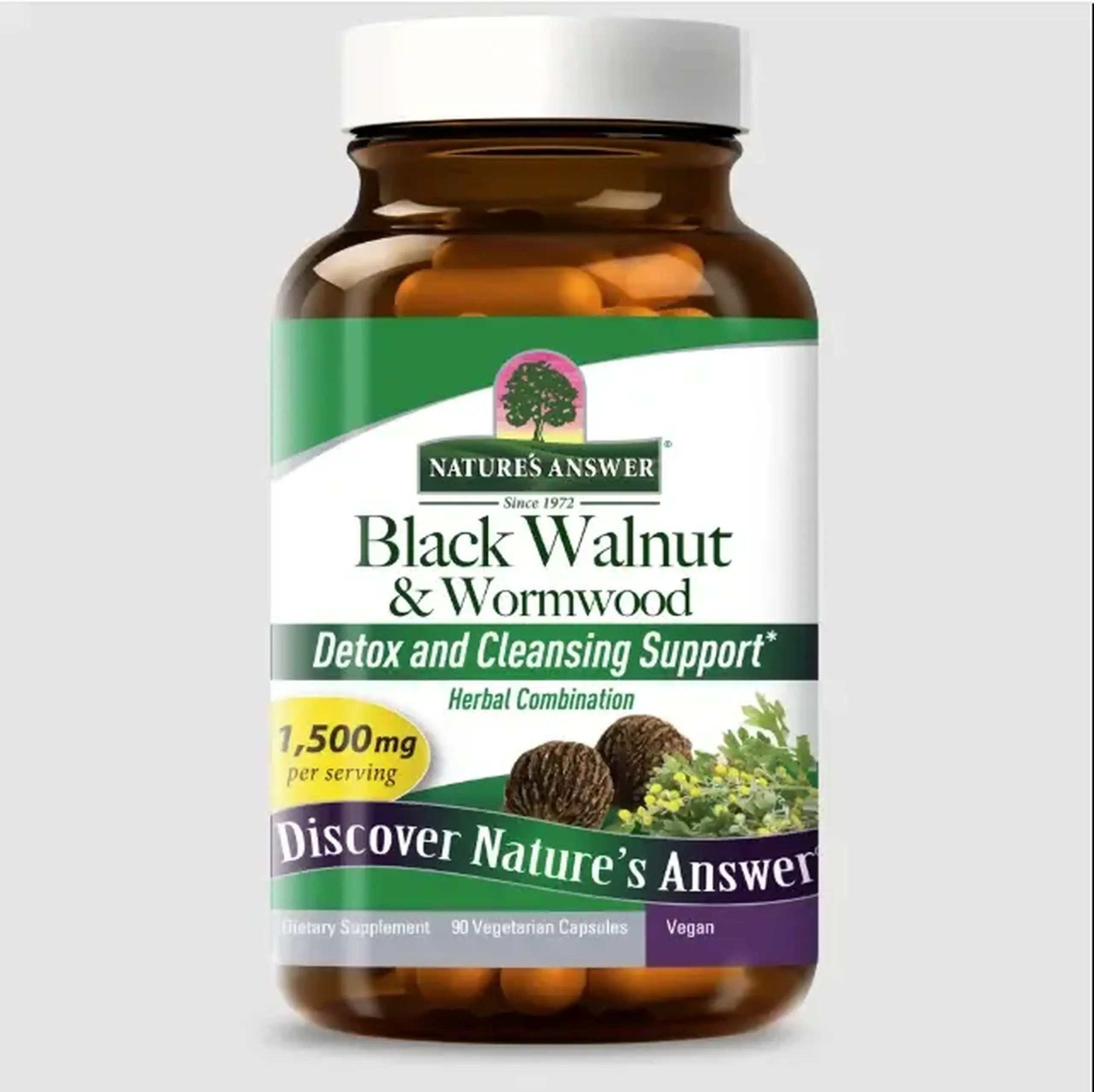 Natures Answer, Black Walnut & Wormwood, 90 veg caps