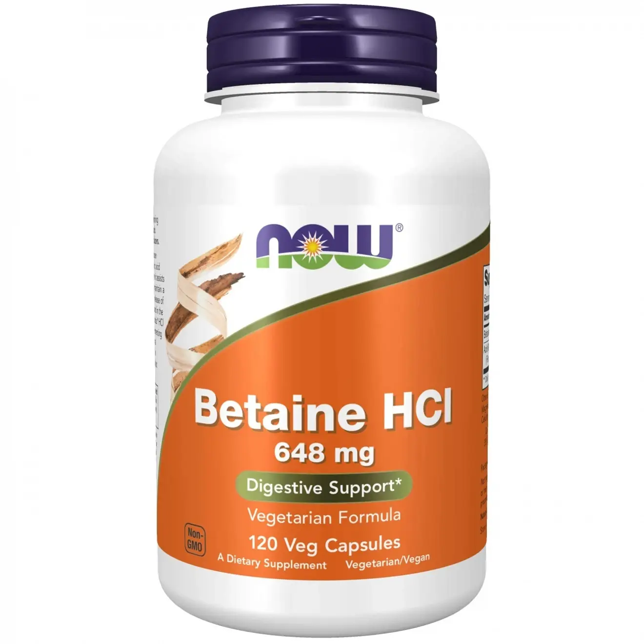 Now Foods, Betaine HCl, 648 mg, 120 capsule vegetale
