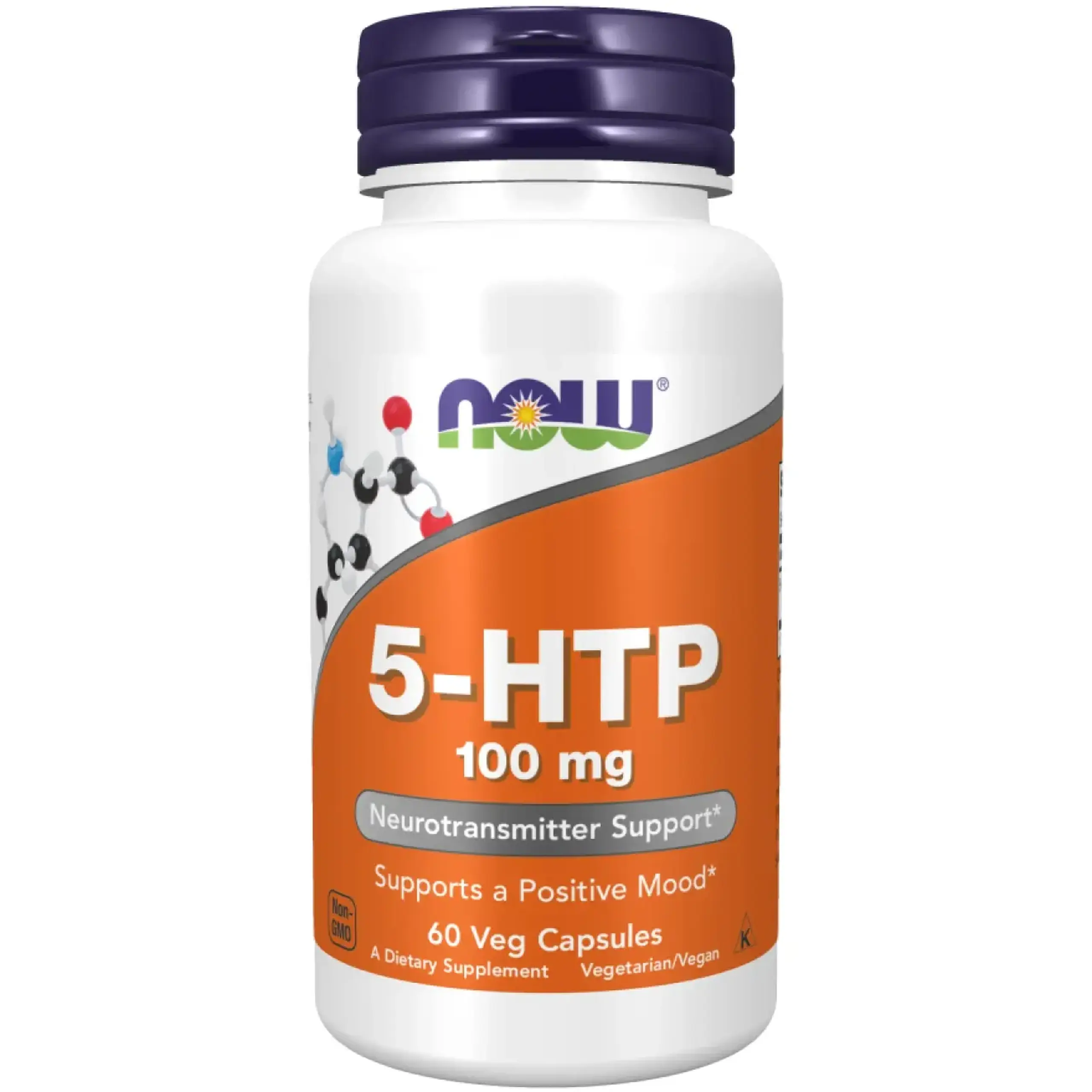 Now Foods, 5-HTP, 100 mg, 60 capsule vegetale - Volum 60 capsule