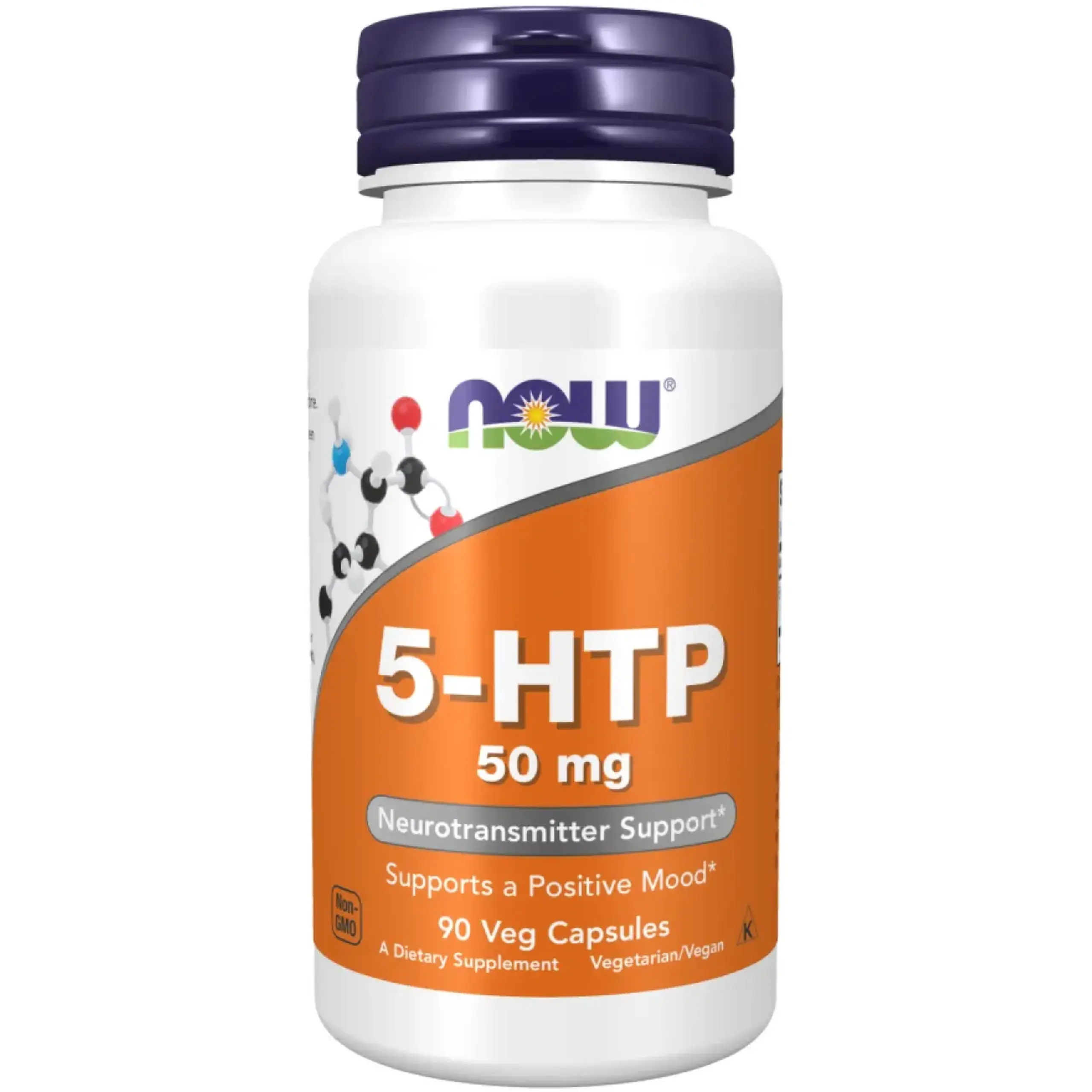 Now Foods, 5-HTP, 100 mg, 60 capsule vegetale - Volum 90 capsule