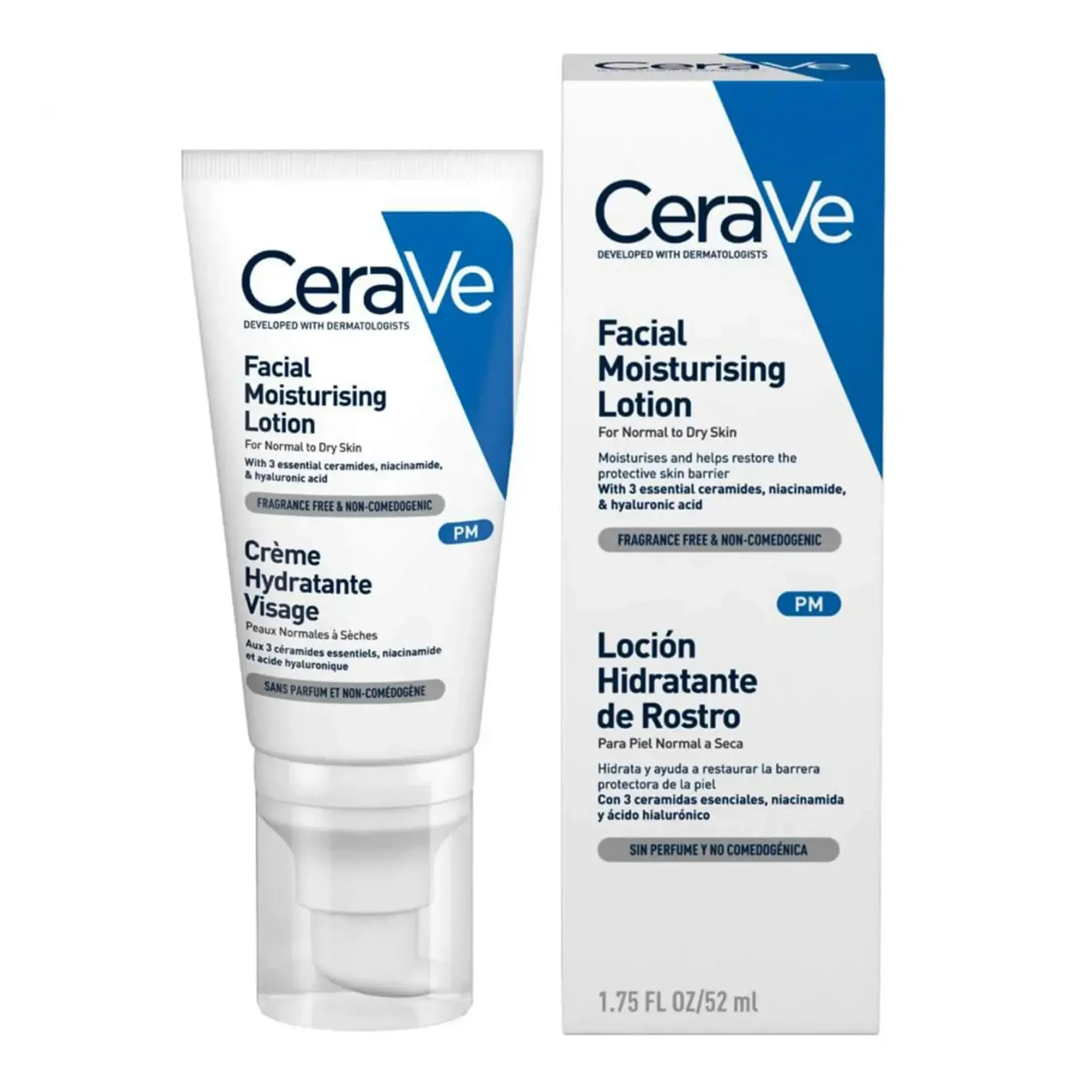 Loțiune facială hidratantă de noapte CeraVe, Facial Moisturising Lotion, PM, Creme Hydratante, 52ml