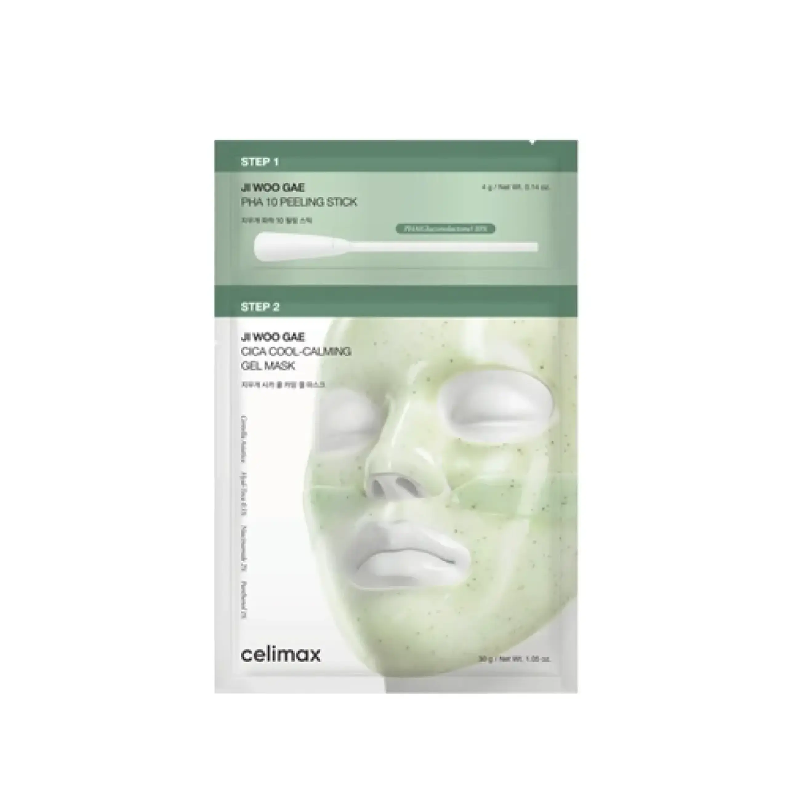 Celimax, Ji Woo Gae Cica PHA Peel 2-Step Gel Mask, 30g