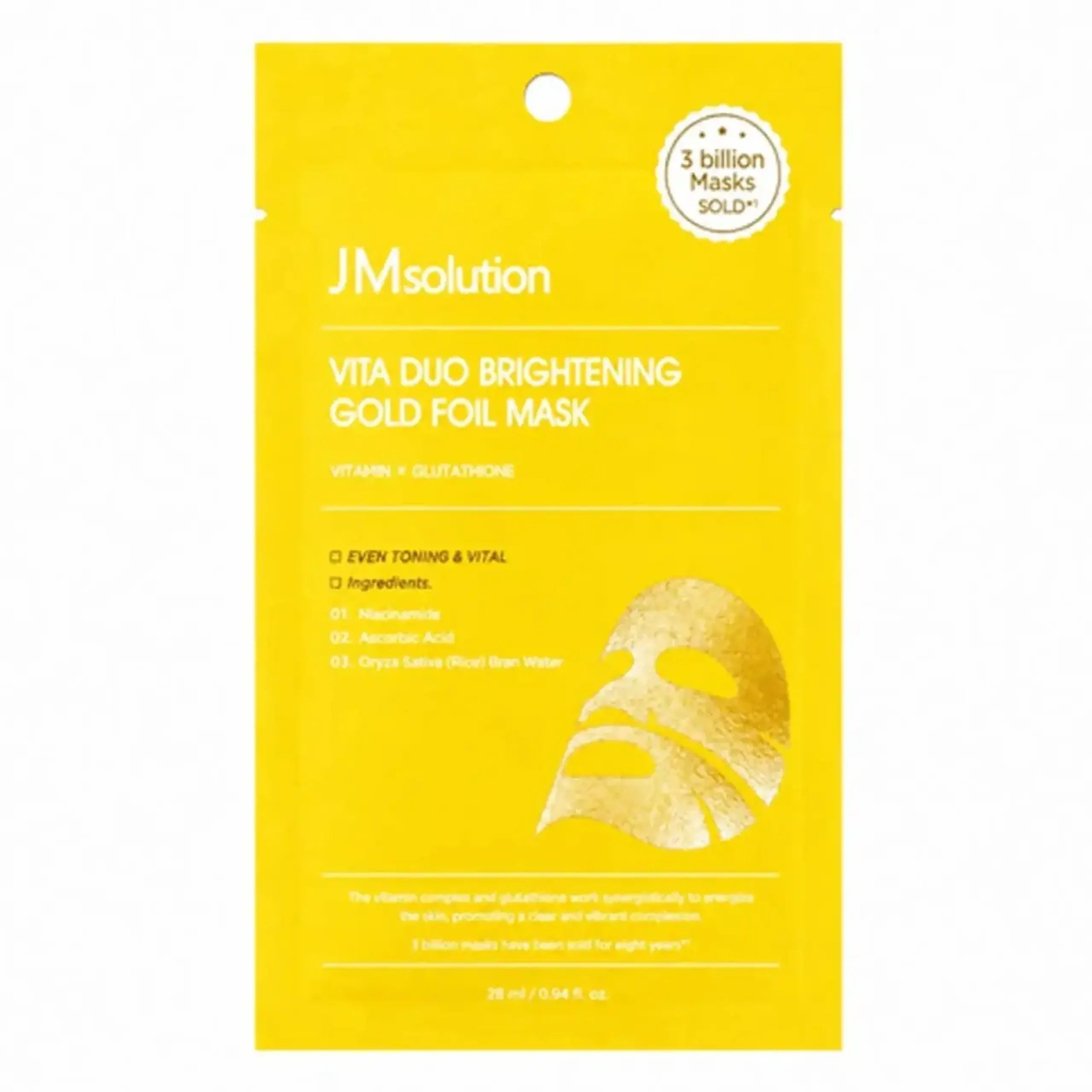 JM Solution, Vita Duo Brightening Gold Foil Mask, 27 ml