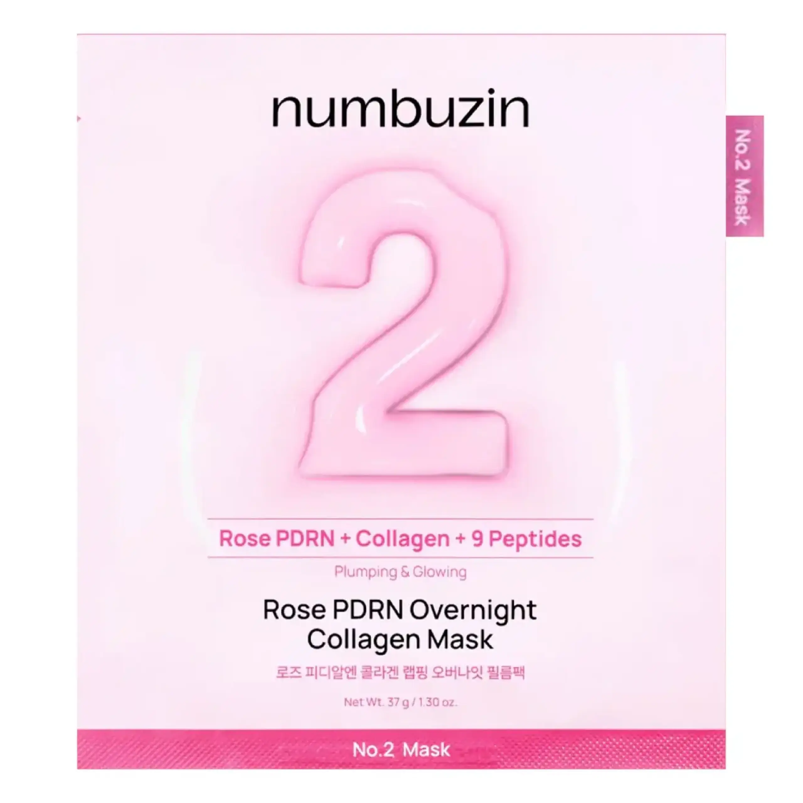 Numbuzin, No.2 Rose PDRN Overnight Collagen Mask, 37 gr.