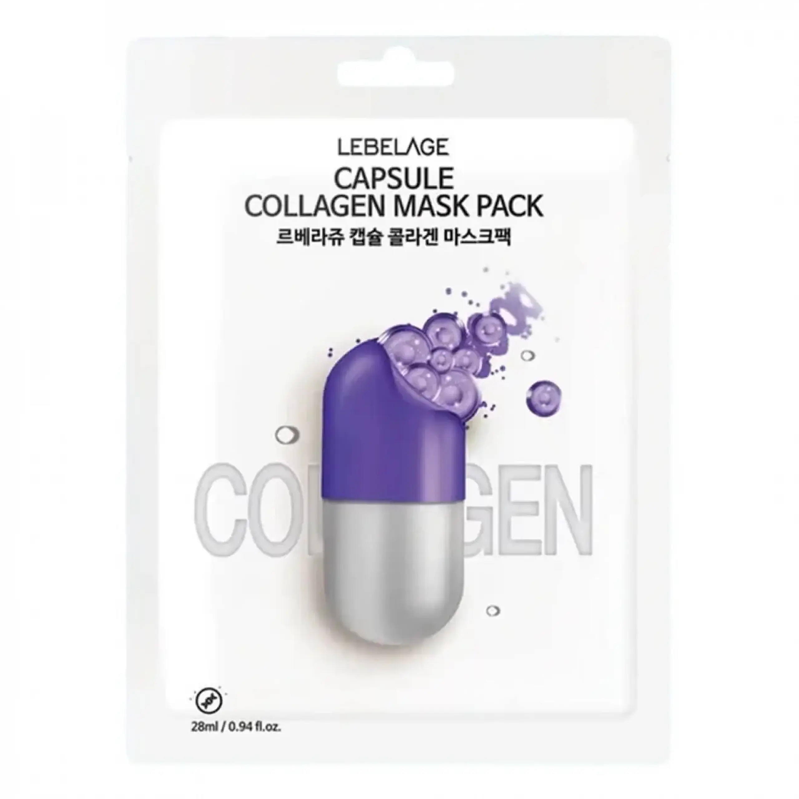Masca din pânză cu colagen Lebelage, Capsule Collagen Mask Pack, 28 ml
