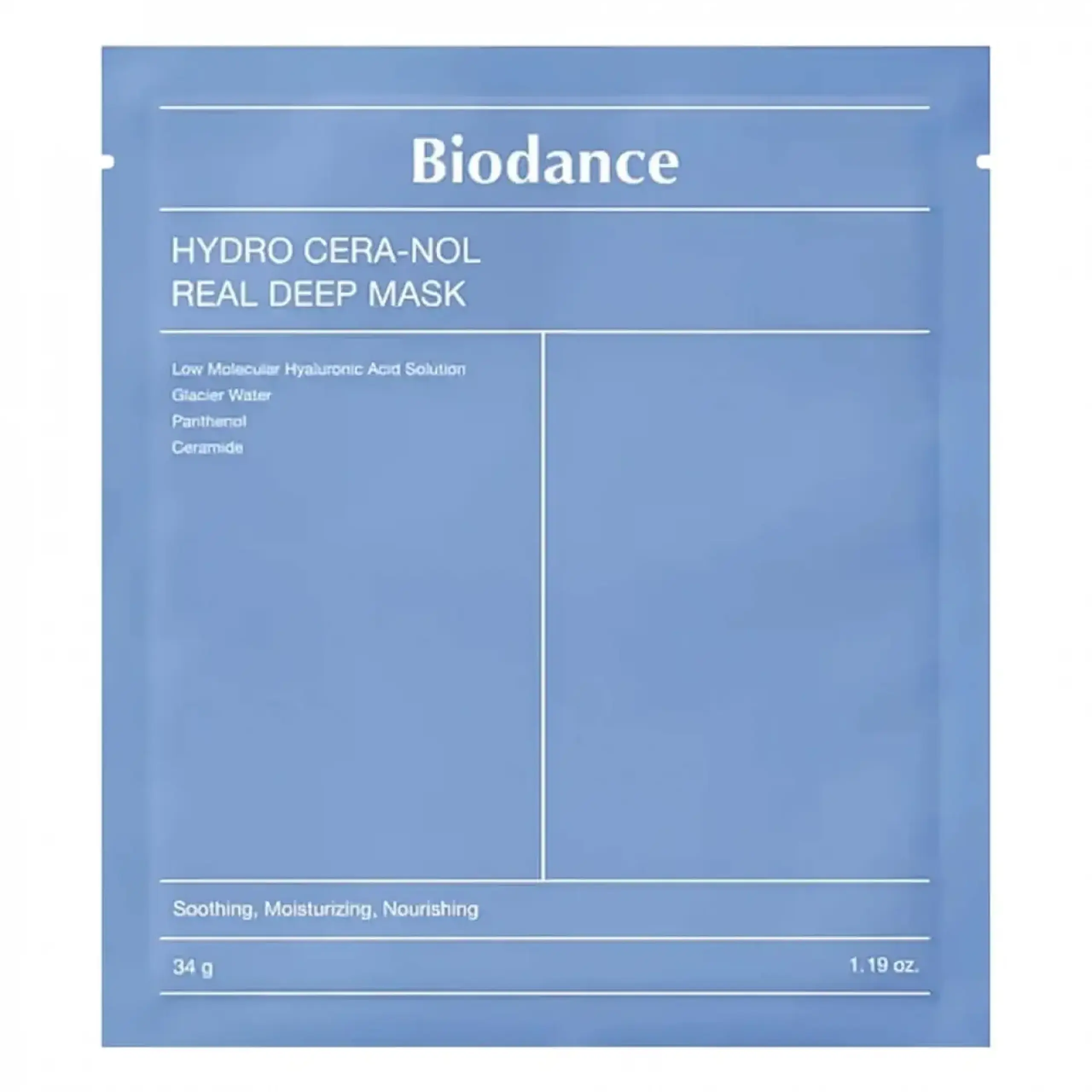 Masca din hidrogel cu acid hialuronic Biodance, Cera-nol Real Deep Mask, 34 gr.