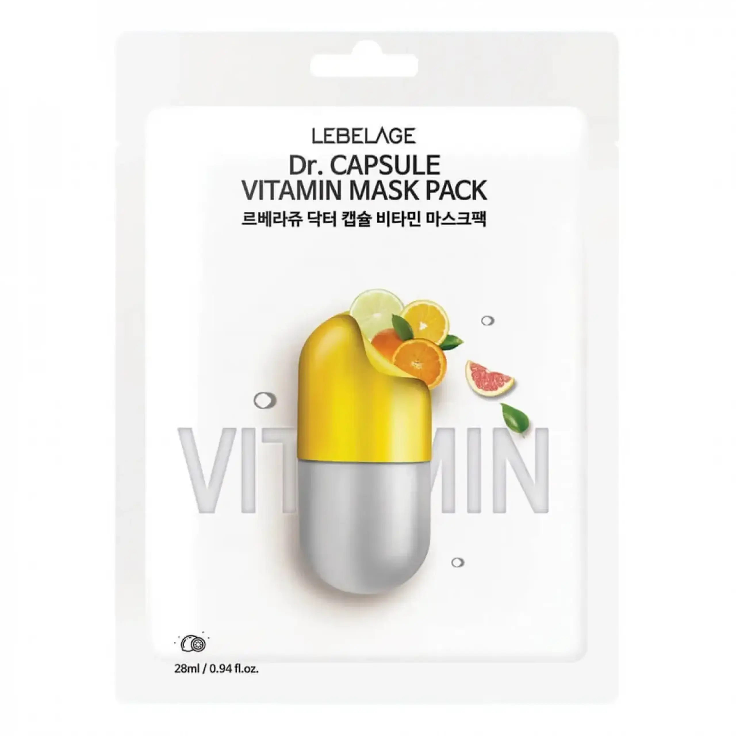 Masca din pânză cu vitamine Lebelage, Capsule Vitamin Mask Pack, 28 ml