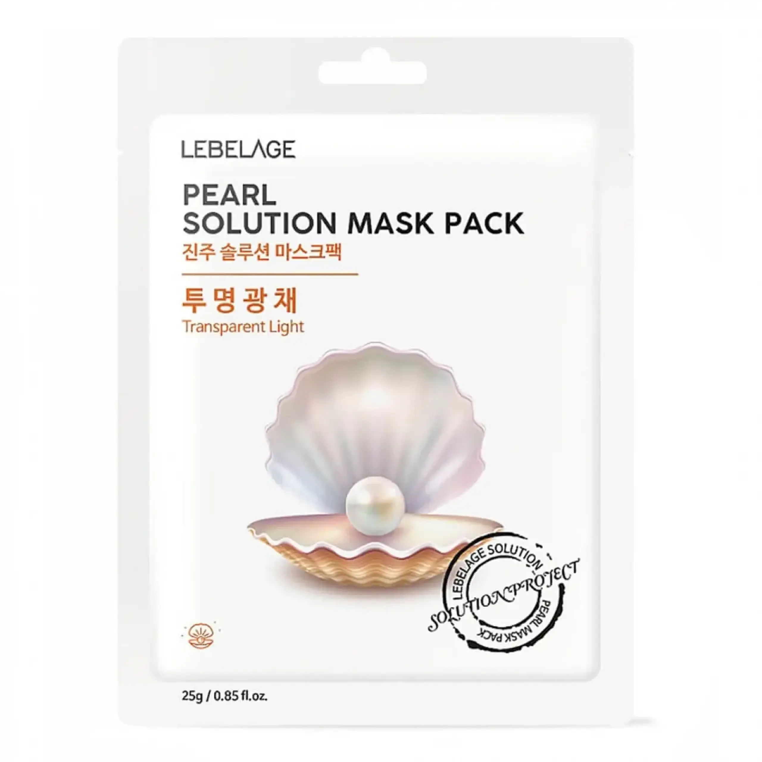 Mască din pânză cu extract de perle Lebelage, Pearl Solution Mask Pack, 25g