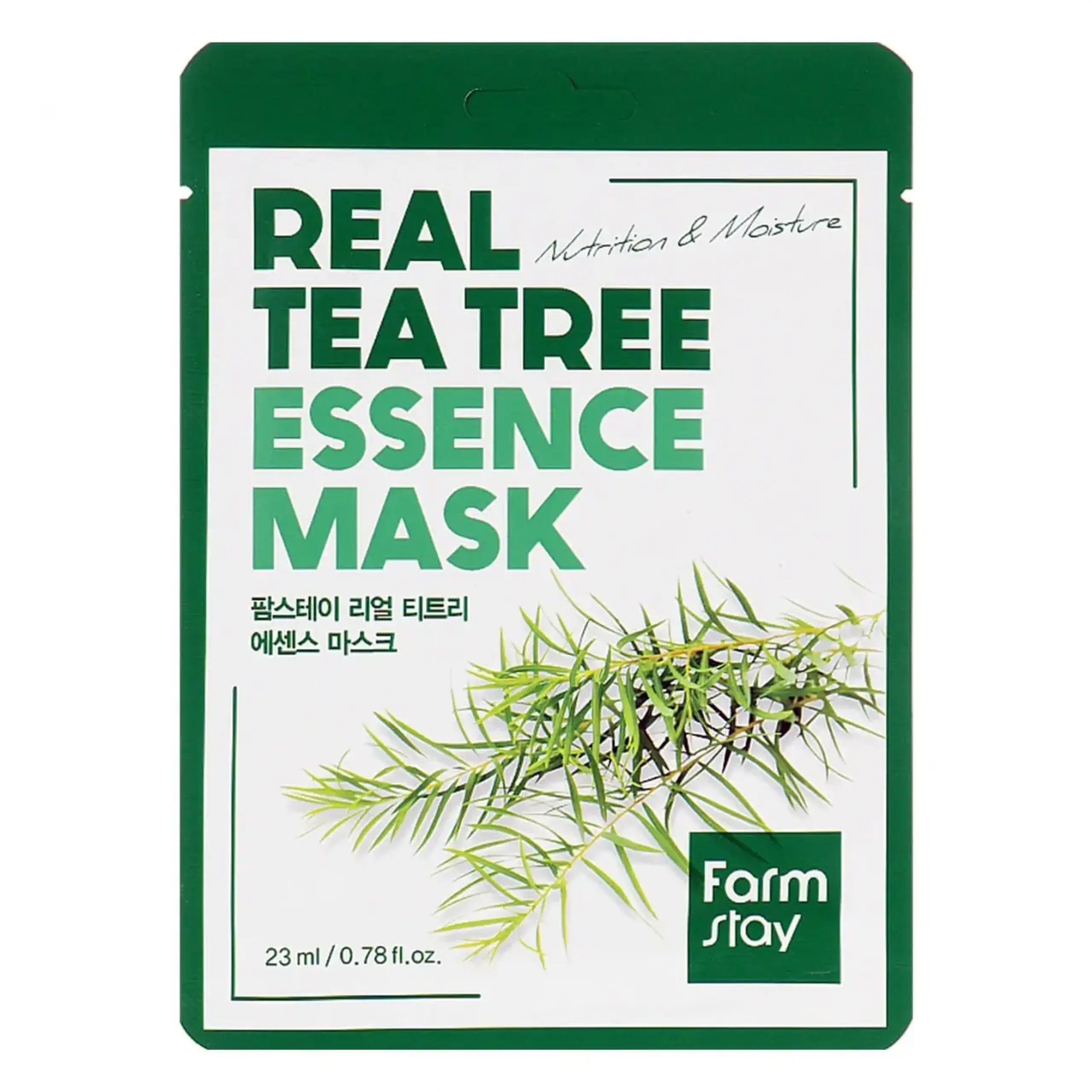 Mască de pinza cu arbore de ceai, FarmStay, Real Tea Tree Essence Mask, 23 ml