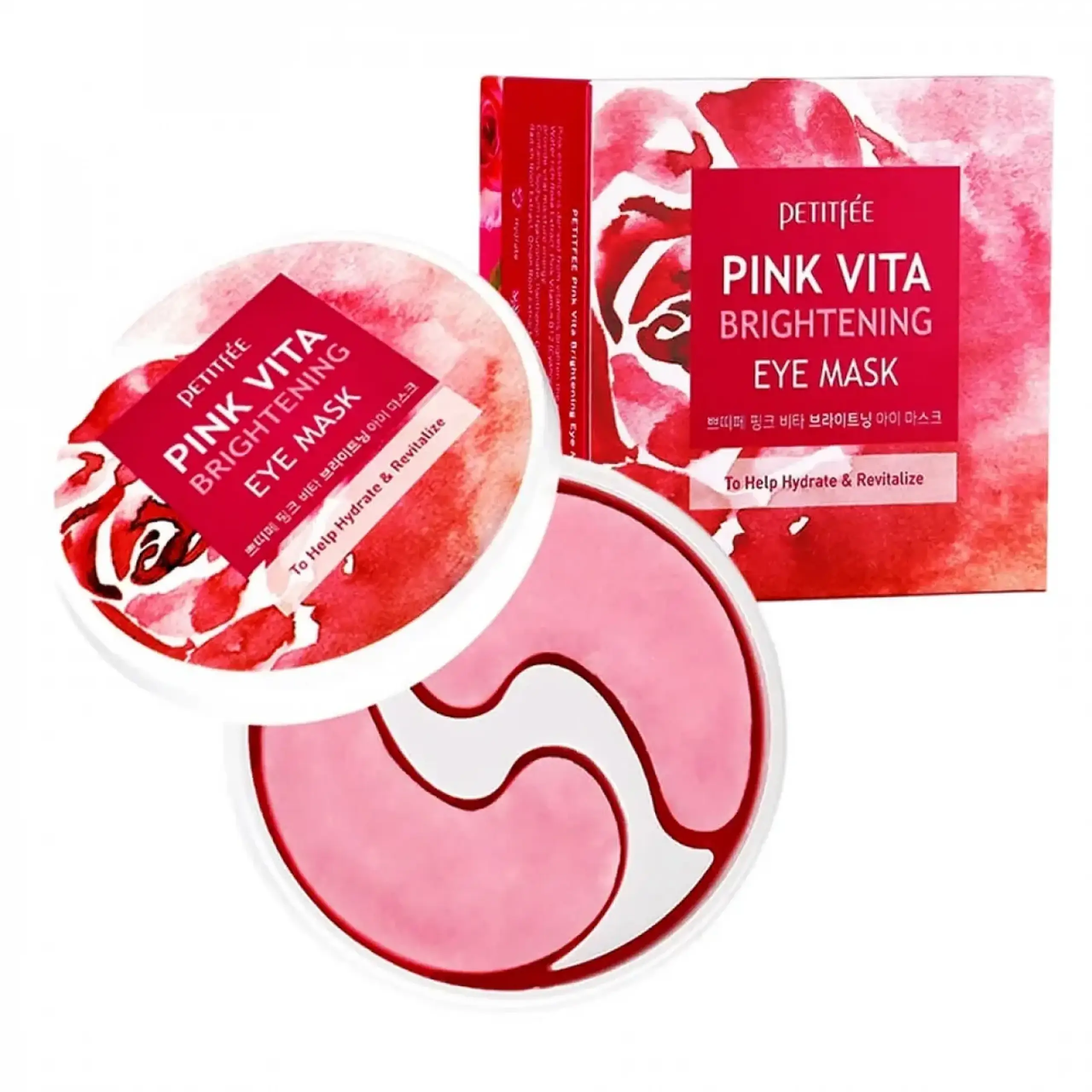 Patchuri din bambus Petitfee, Pink Vita Brightening Eye Mask, 60 bucăți