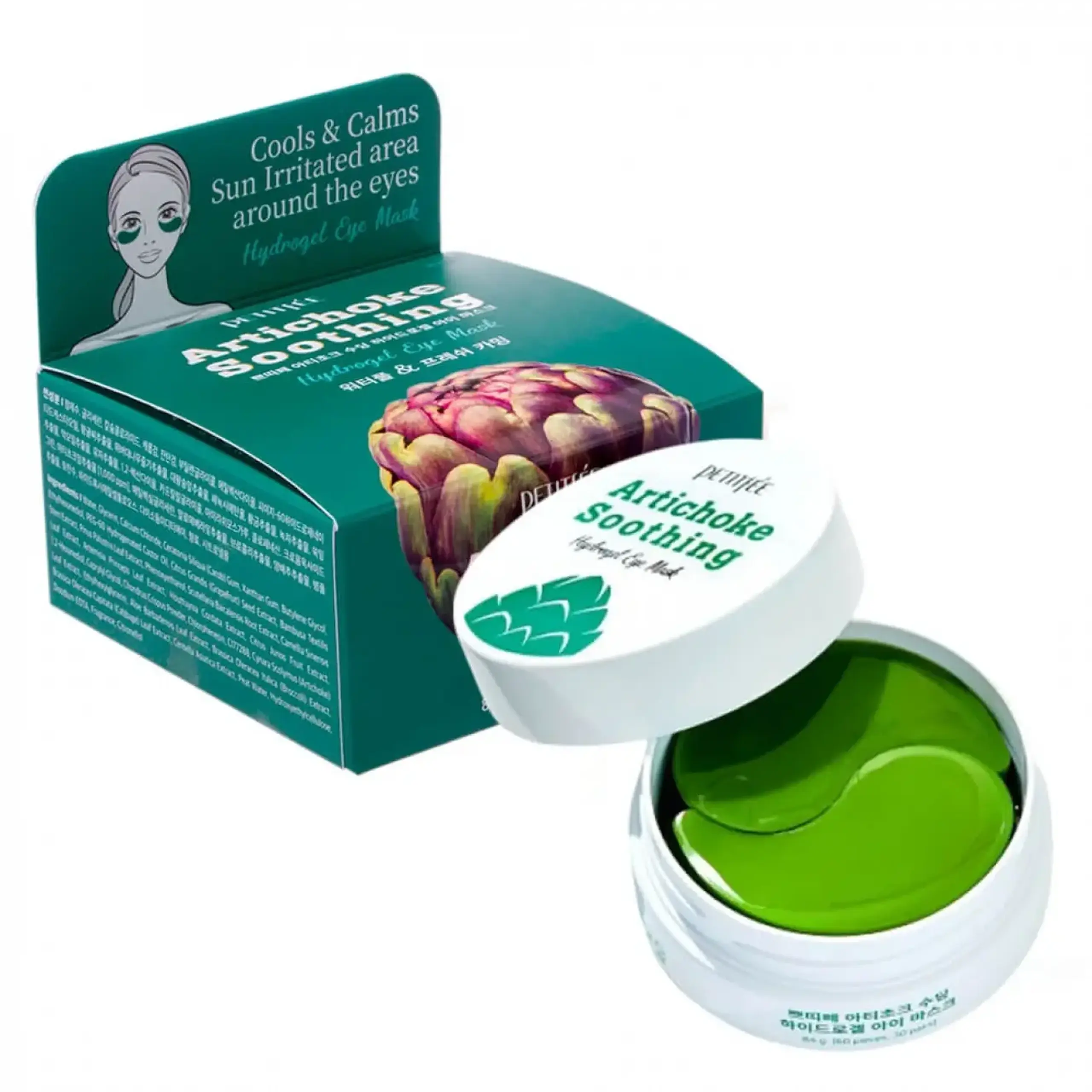 Patchuri din hidrogel Petitfee, Artichoke Soothing Hydrogel Eye Mask, 60 buc