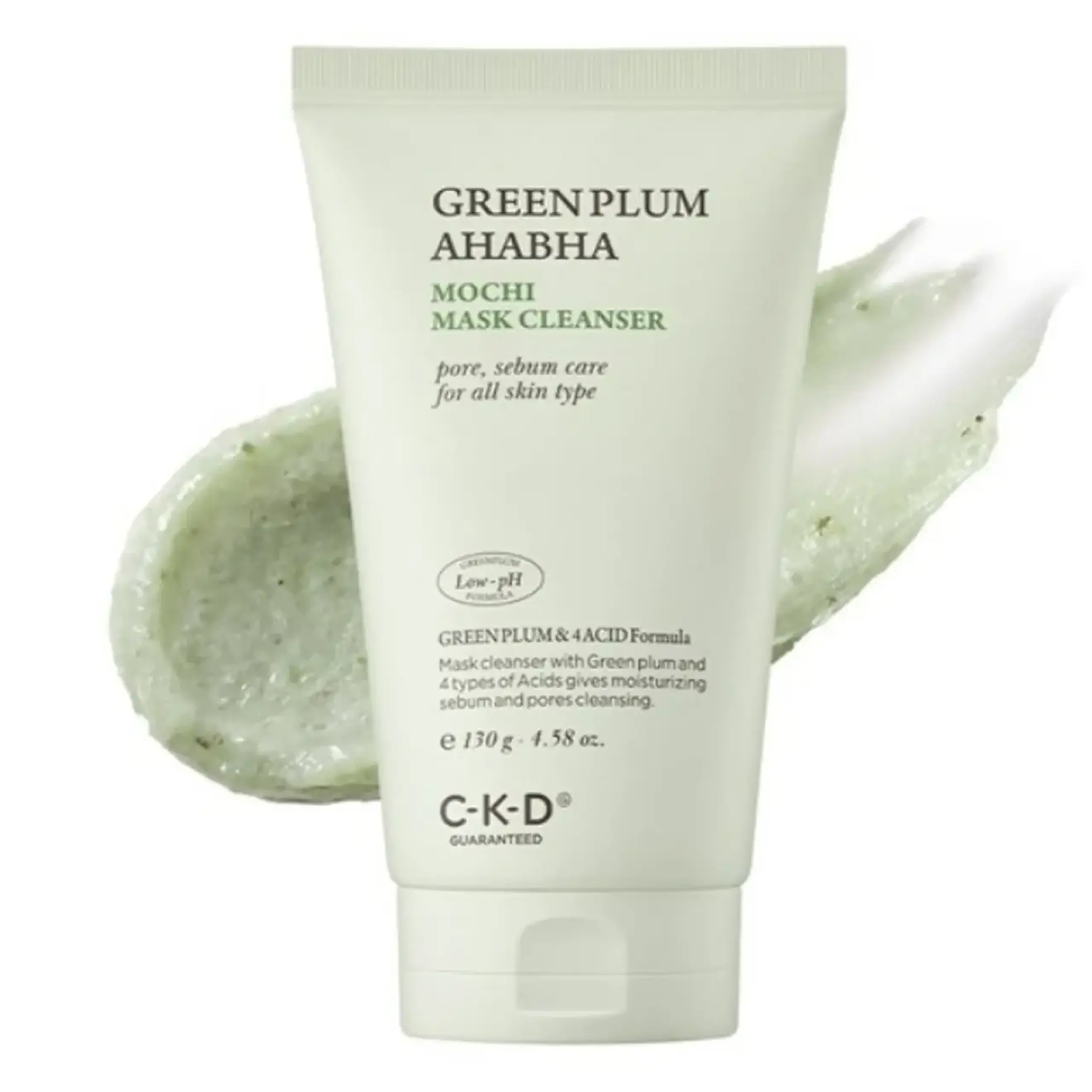 CKD, Green Plum AHA BHA Mochi Mask Cleanser, 130 gr.