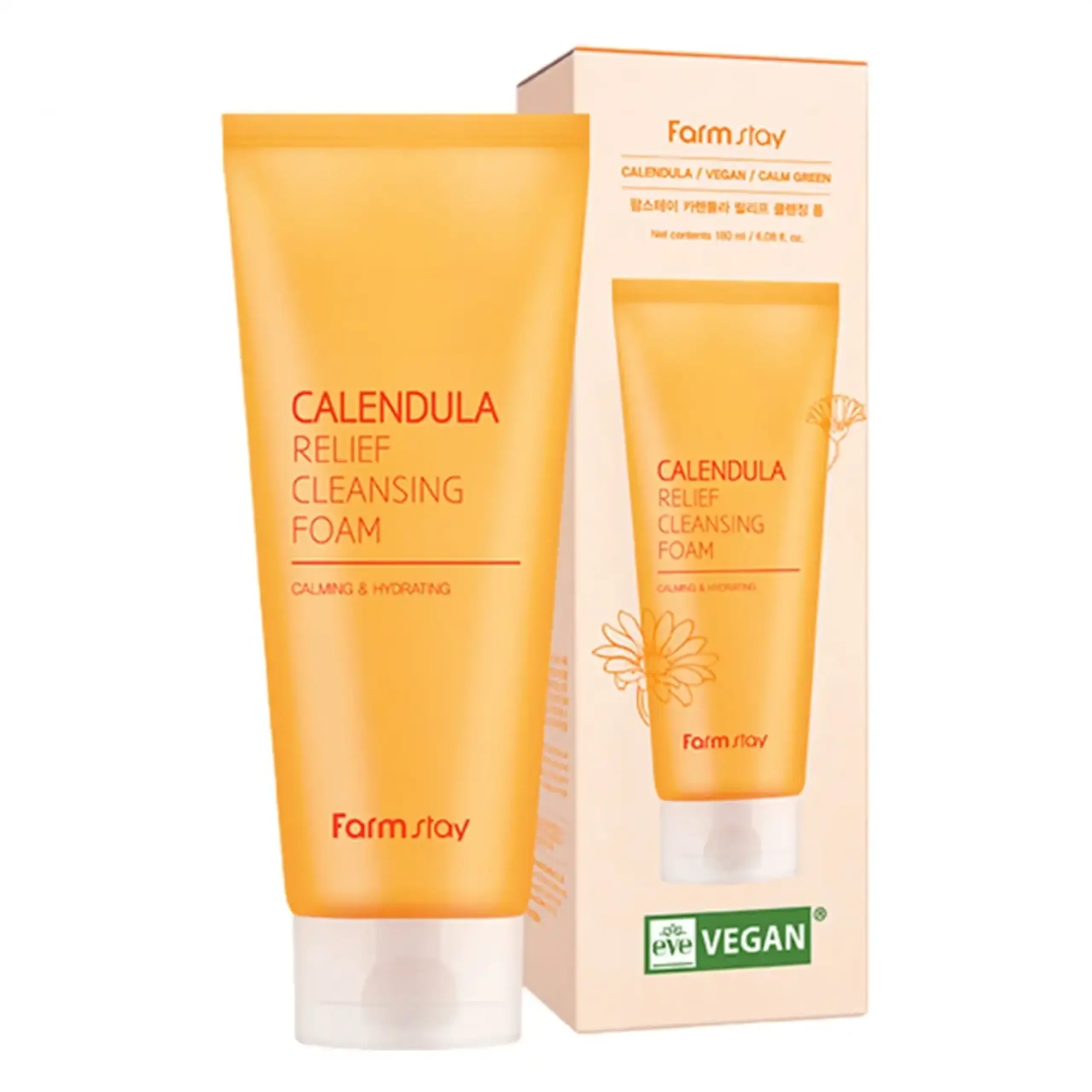 Gel-spumă de curățare FarmStay Calendula Relief Cleansing Foam, 180 ml