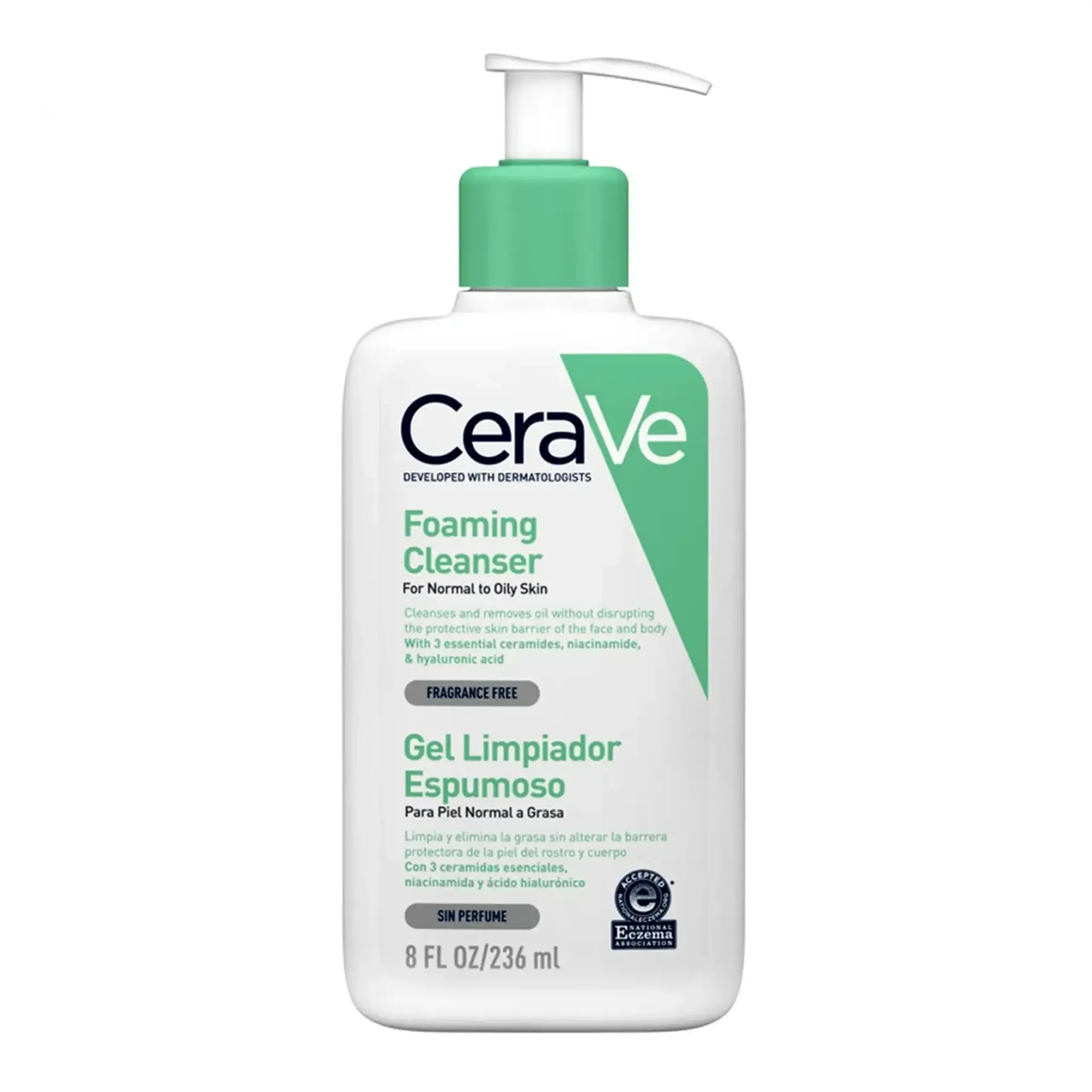 Spumă de curățare pentru piele combinată CeraVe, Foaming Facial Cleanser, 236 ml - Volum 236 ml