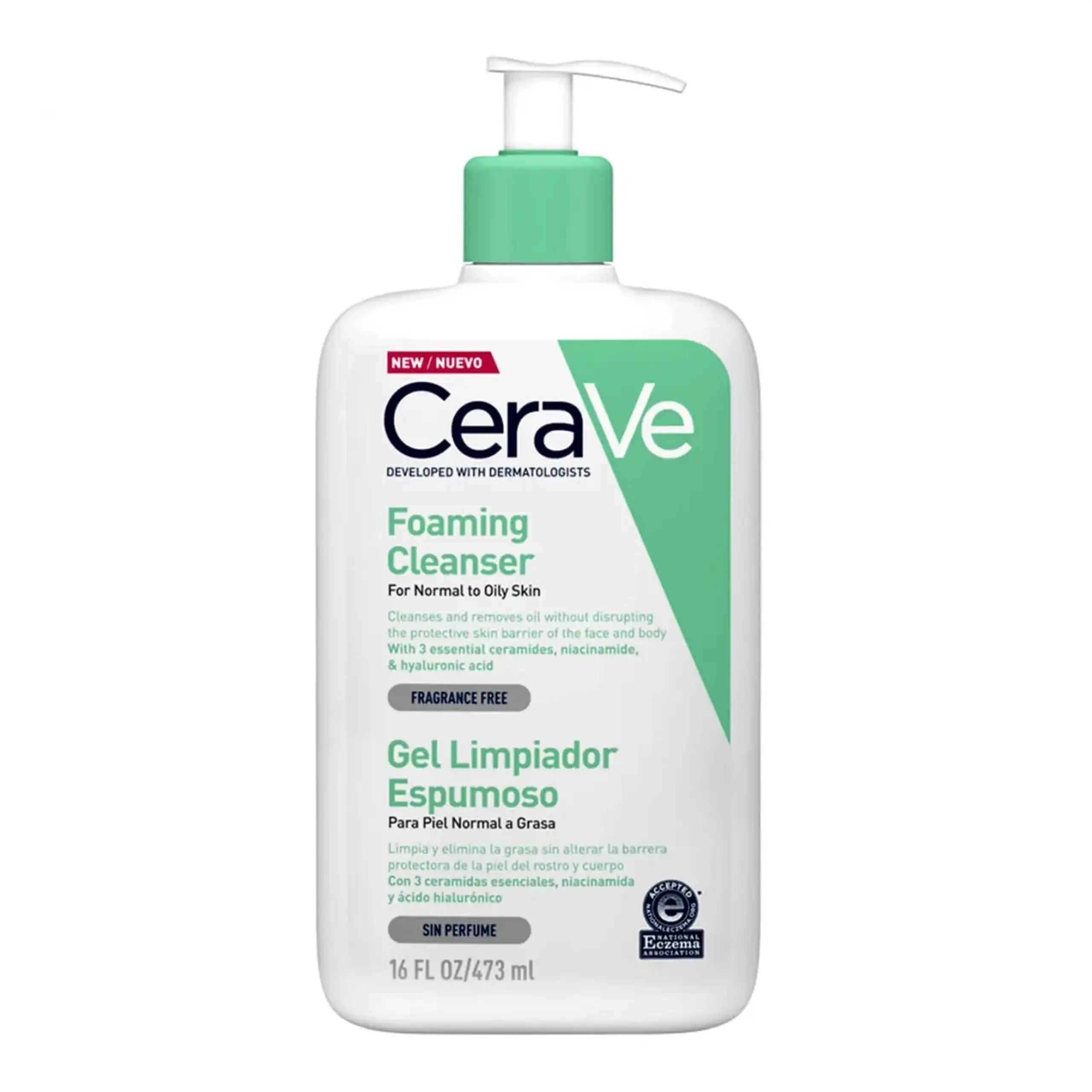Spumă de curățare pentru piele combinată CeraVe, Foaming Facial Cleanser, 236 ml - Volum 473 ml