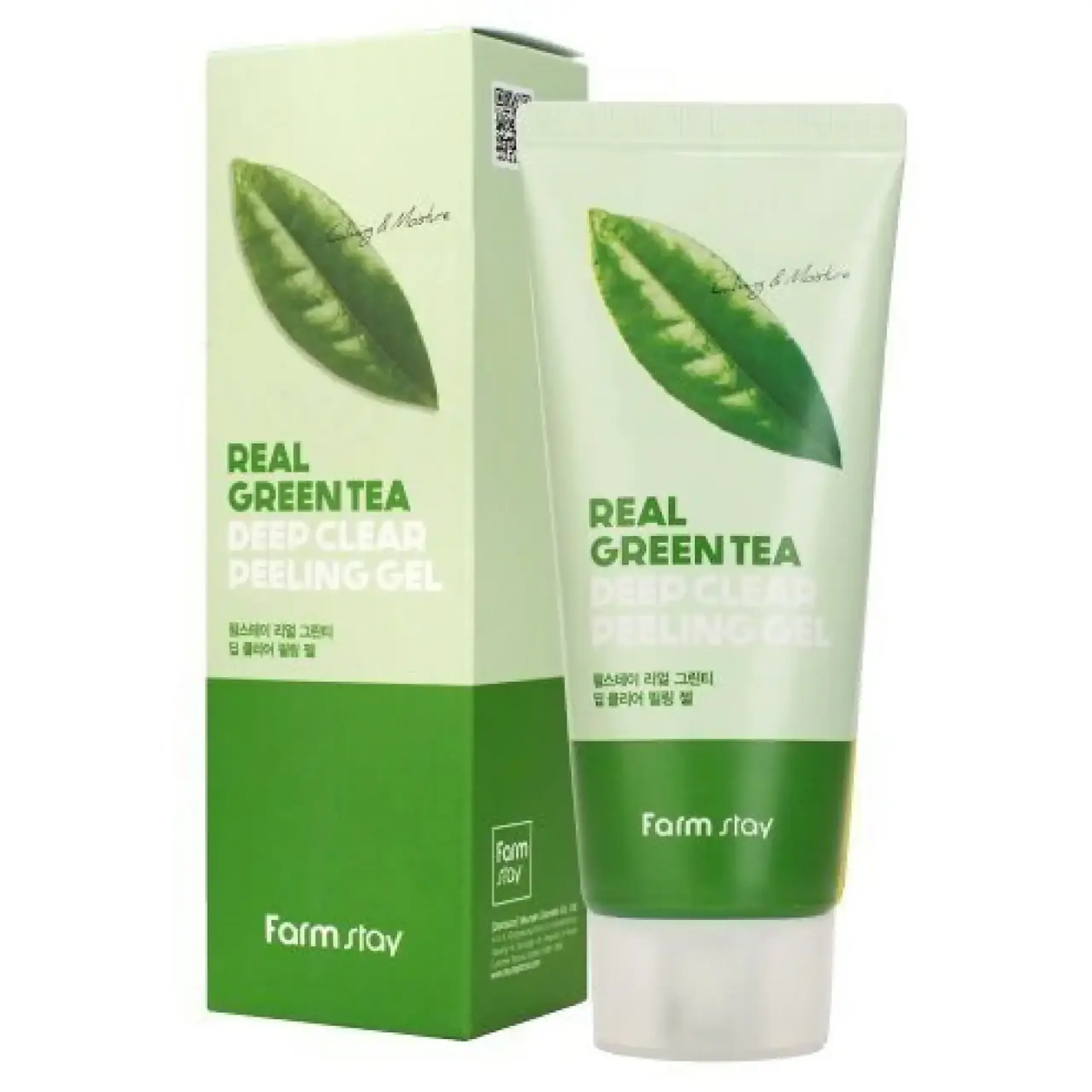 Gel exfoliant cu extract de ceai verde FarmStay, Real Green Tea Clear Peeling Gel, 100 ml