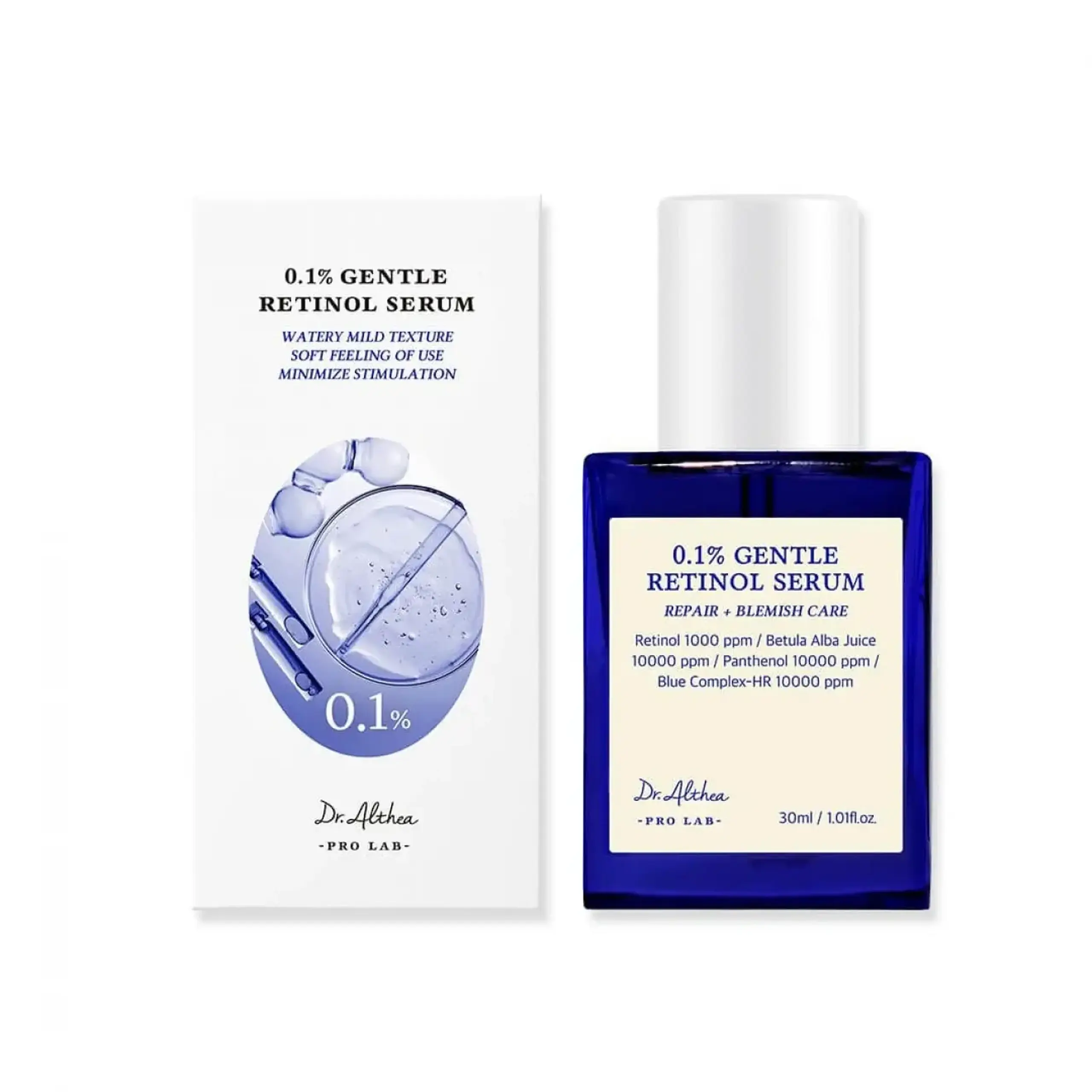 Ser cu 0,1% retinol Dr. Althea, 0.1 % Gentle Retinol Serum, 30 ml