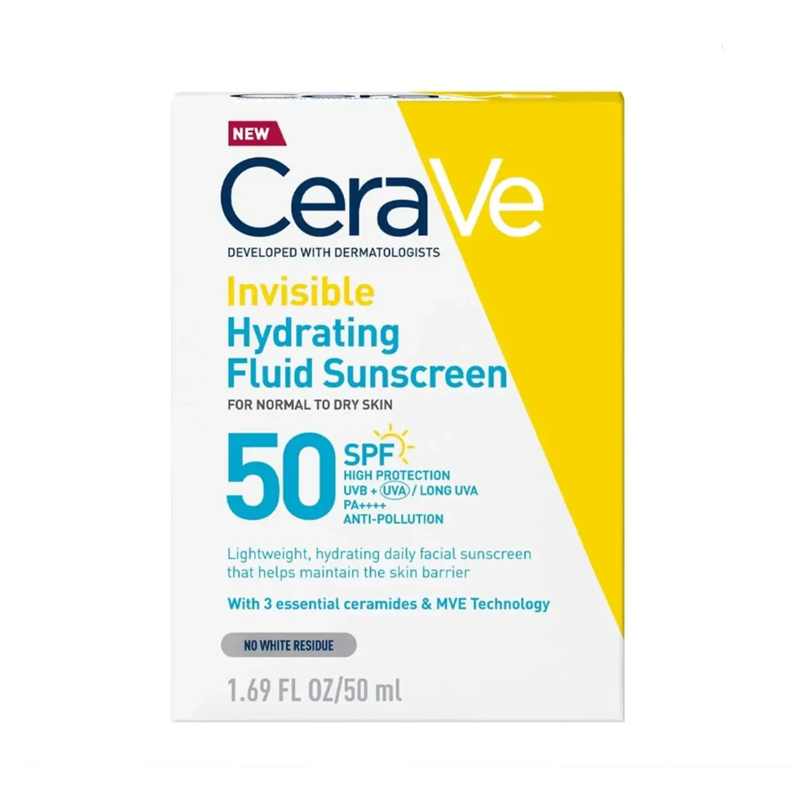 CeraVe, Invisible Hydrating Fluid Sunscreen SPF50, 50 ml