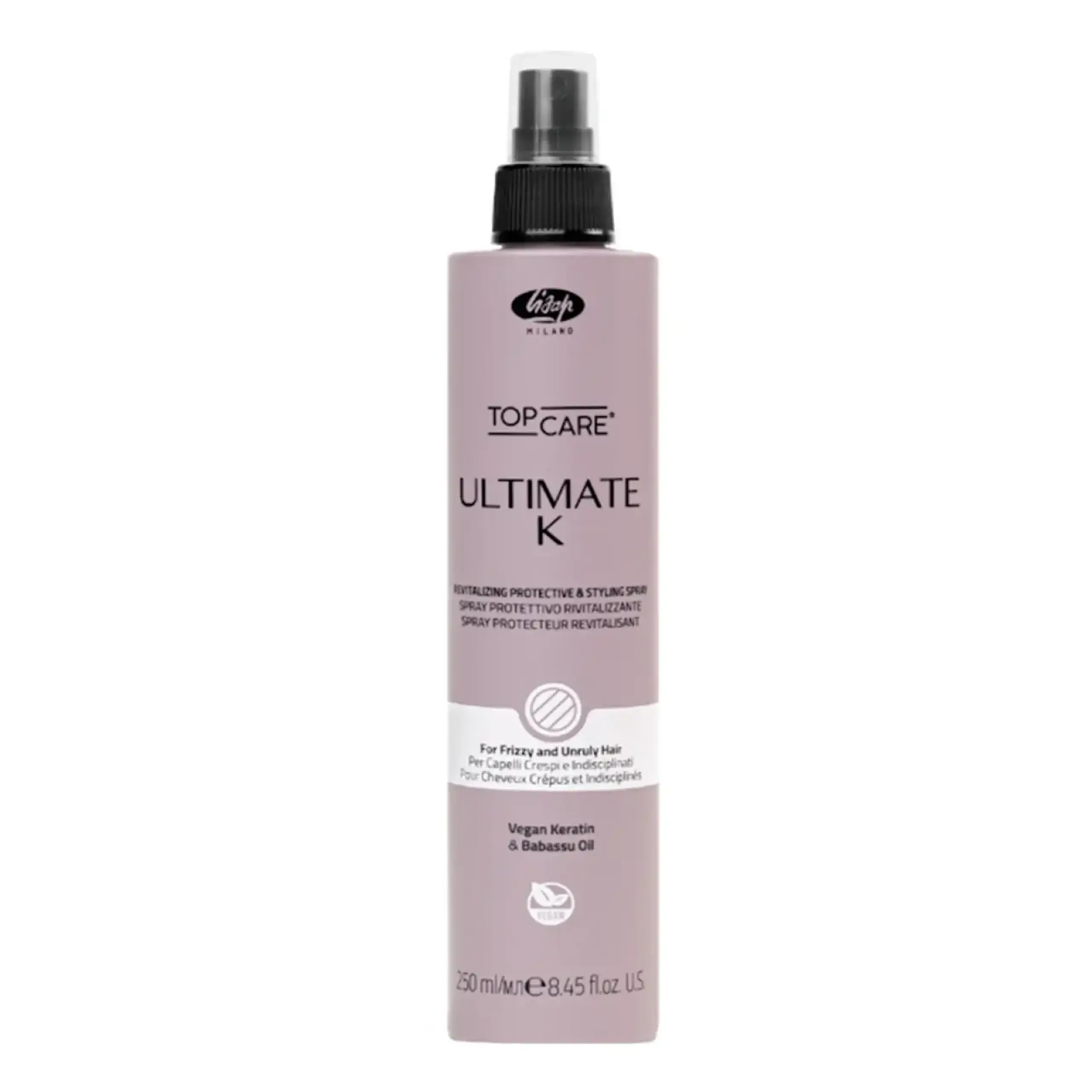 Spray pentru protecția termică a părului Lisap, Top Care Ultimate K Revitalizing Protective Styling Spray, 250 ml