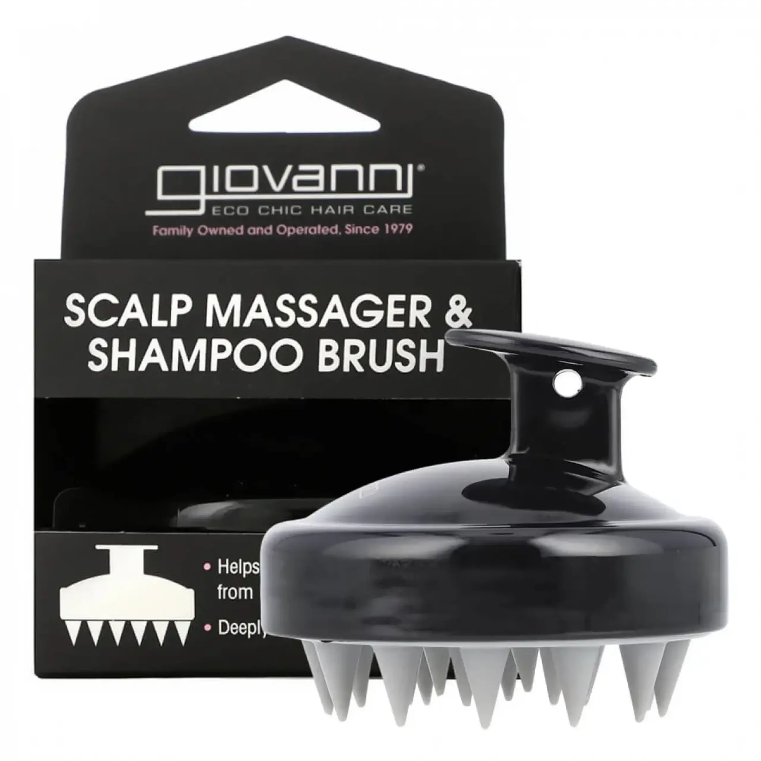 Perie pentru masajul si curatarea scalpului Giovanni, Scalp Massager & Shampoo Brush, Black