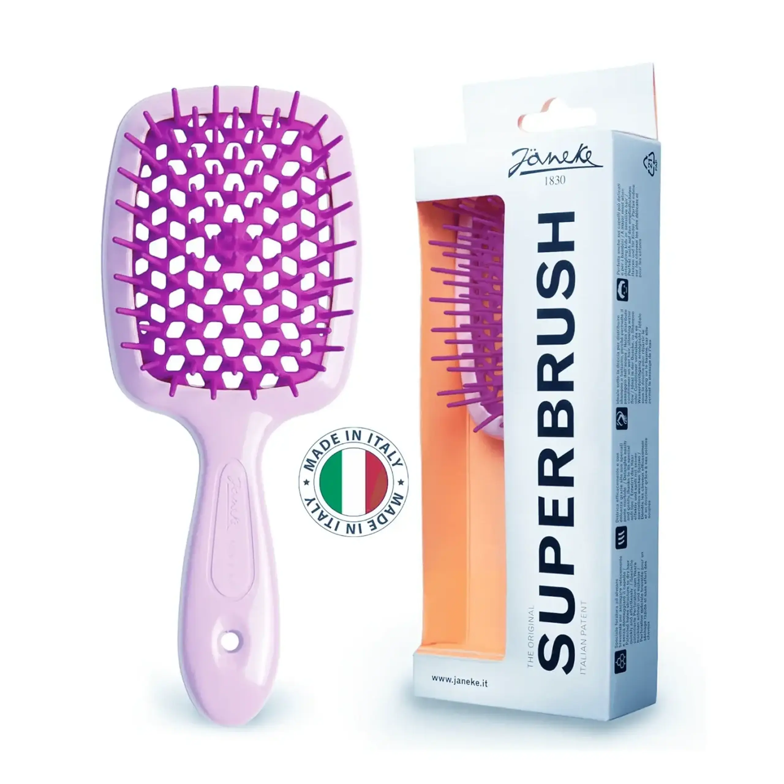 Perie de păr Janeke, Super Brush Liliac & Mov