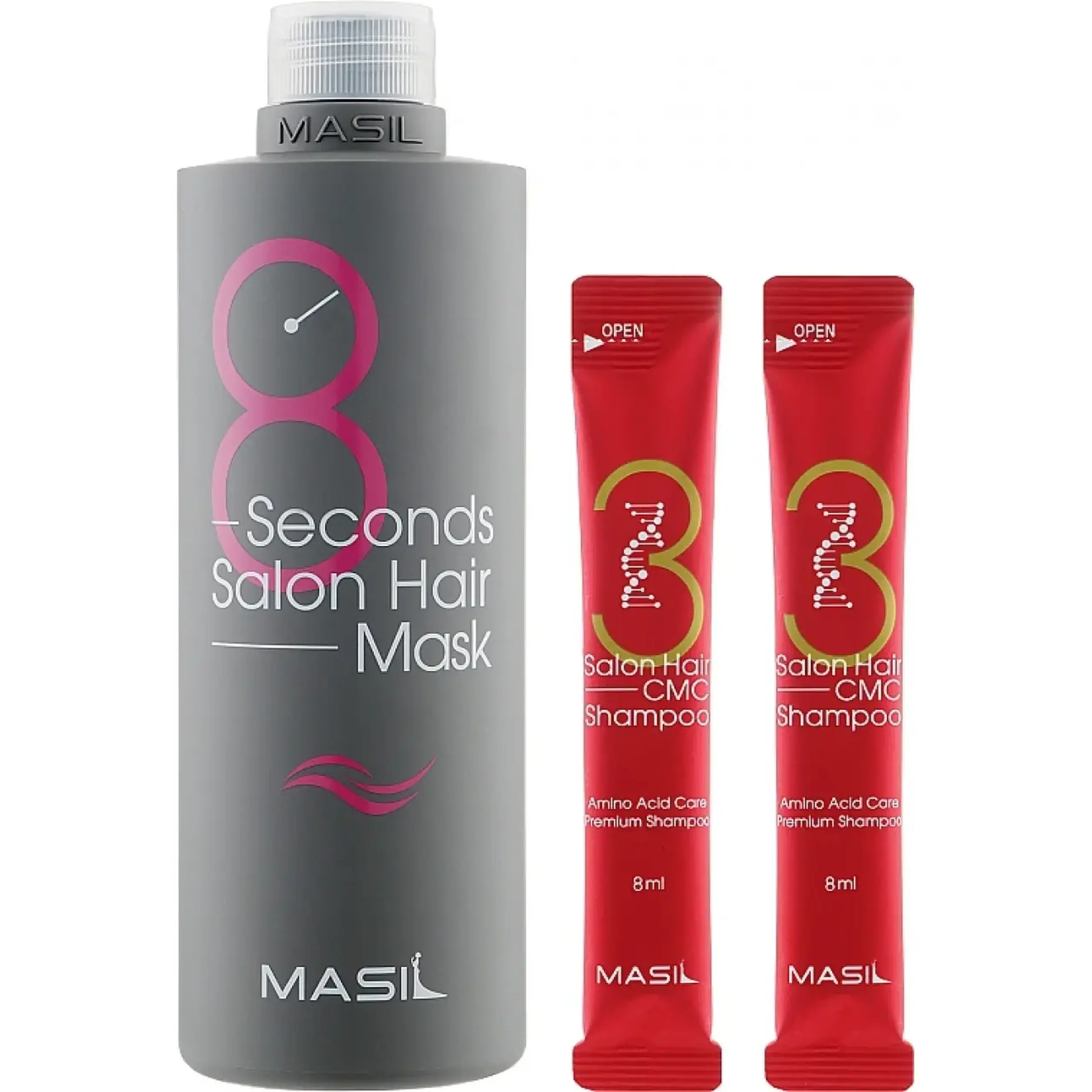 Mască pentru restaurarea rapidă a părului Masil, 8 Seconds Salon Hair Mask Special, Set
