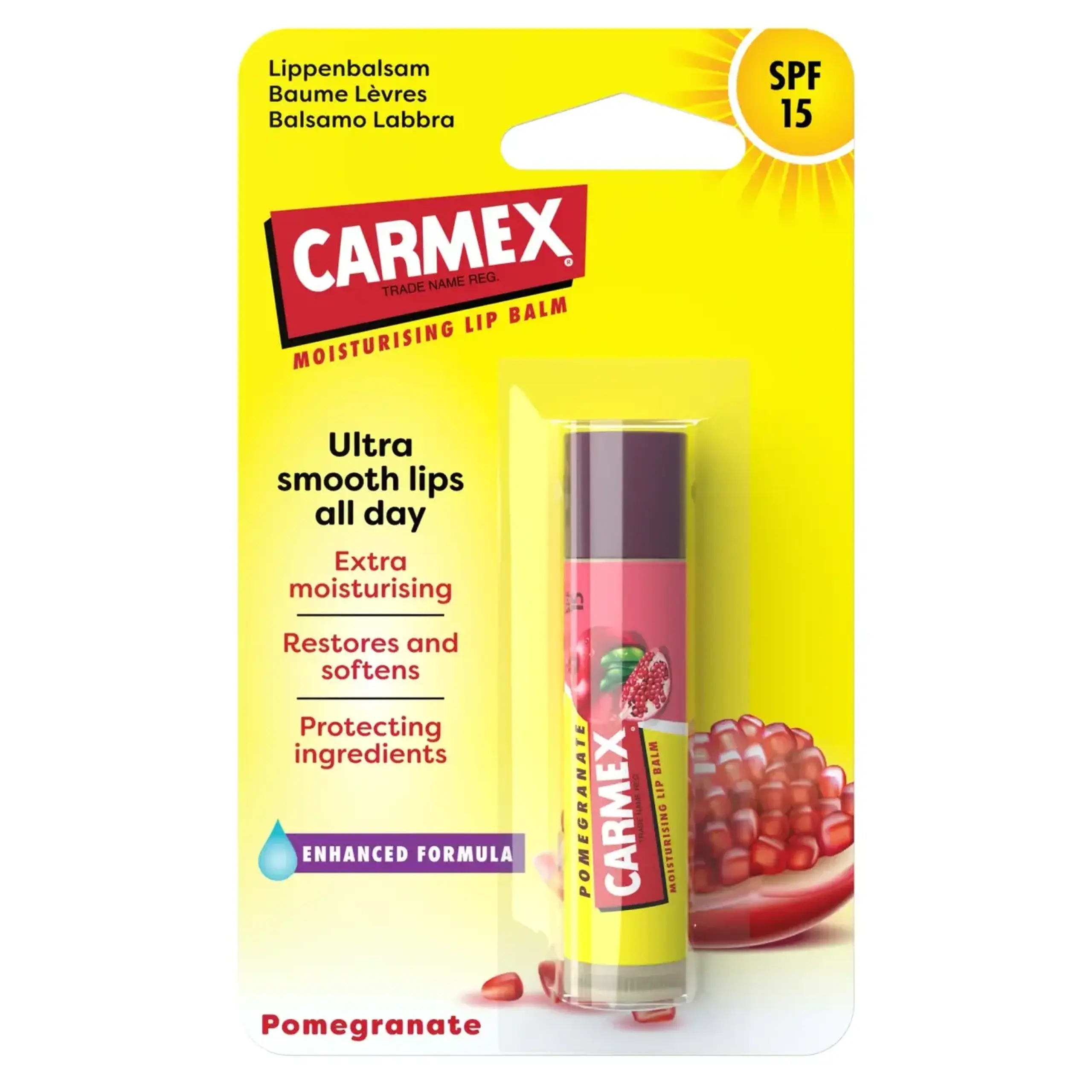 Carmex, Moisturising Lip Balm Pomegranate Stick, 4.25 gr.