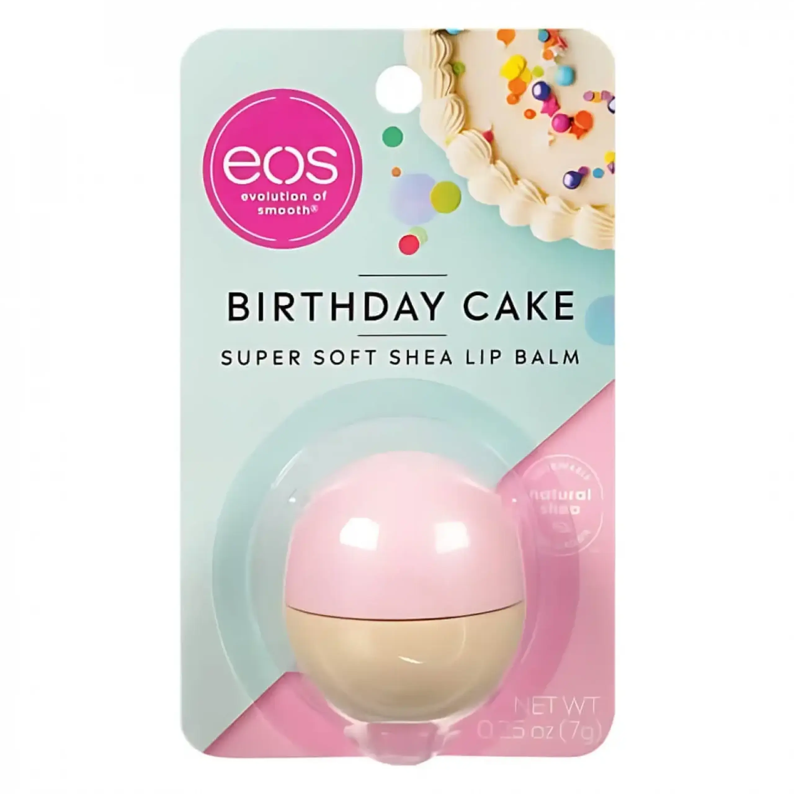 Balsam natural de buze EOS, Birthday Cake Sphere Lip Balm, 7 gr.