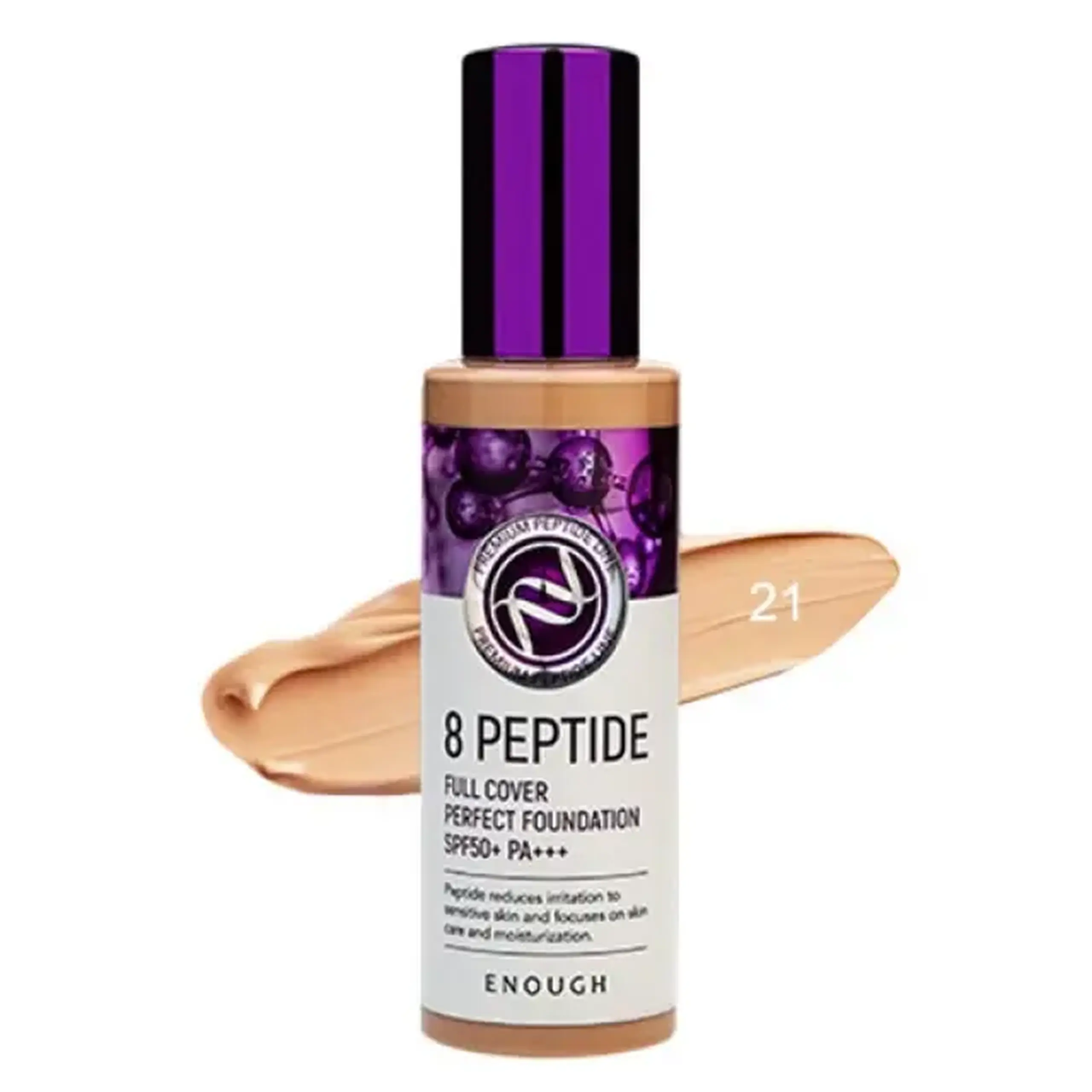 Fondde ten-Enough, 8 Peptide Full Cover Perfect Foundation SPF50+ PA+++, nr.21