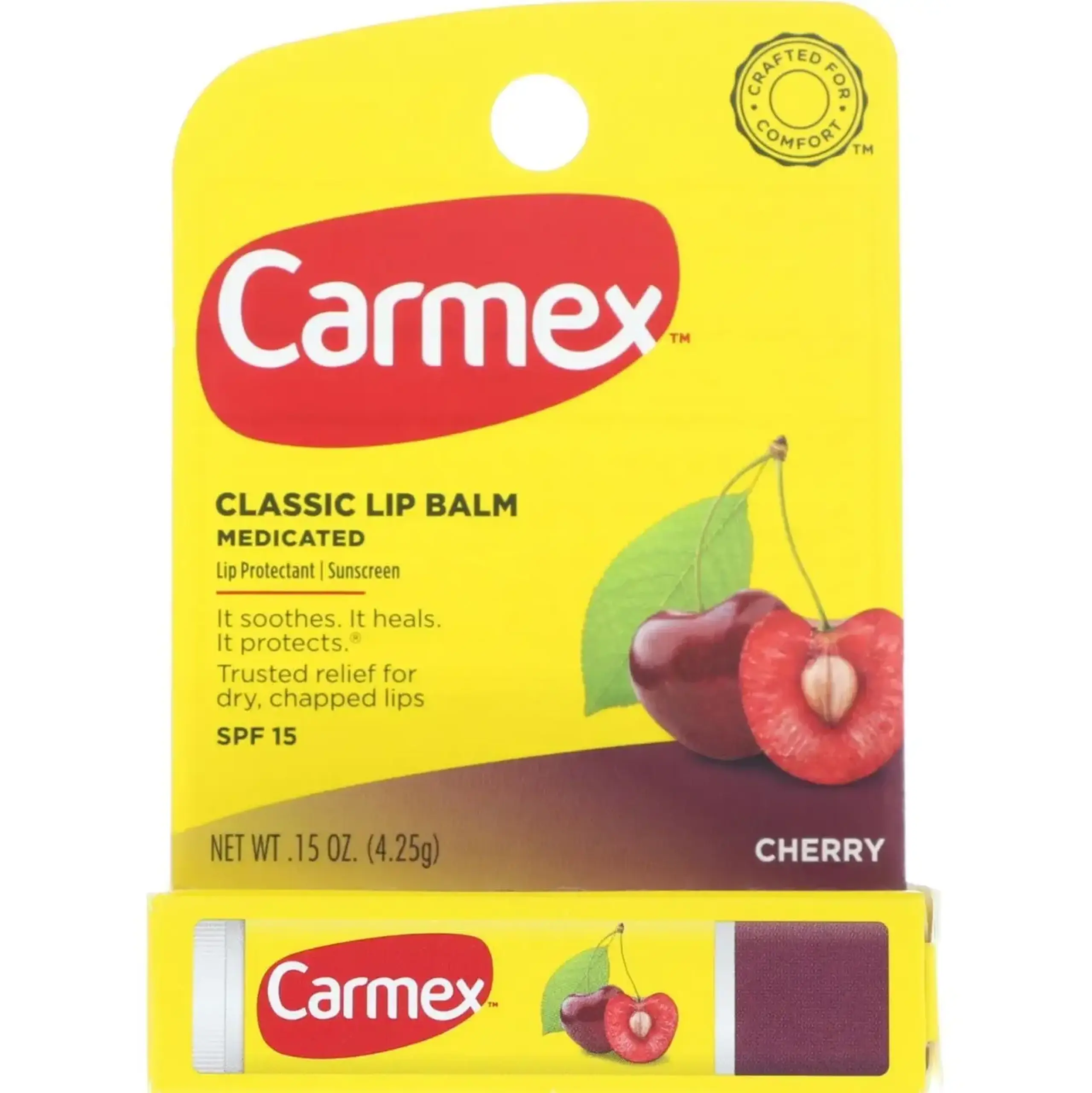 Balsam de buze cu aroma de visina Carmex, Daily Care, Moisturizing Lip Balm, Fresh Cherry, SPF 15, 4.25gr