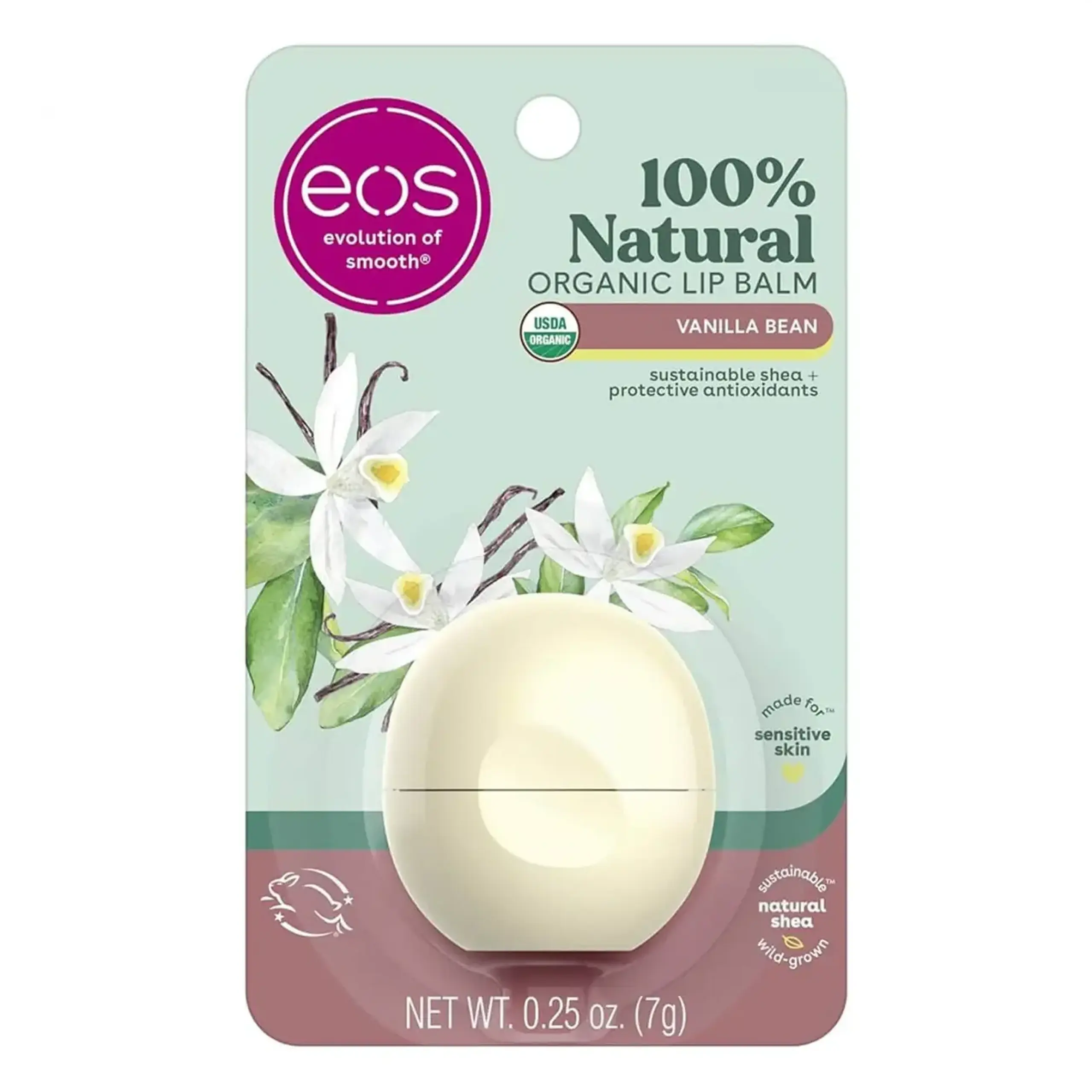 Balsam de buze Eos, Lip Balm Vanilla Bean, 7 gr.