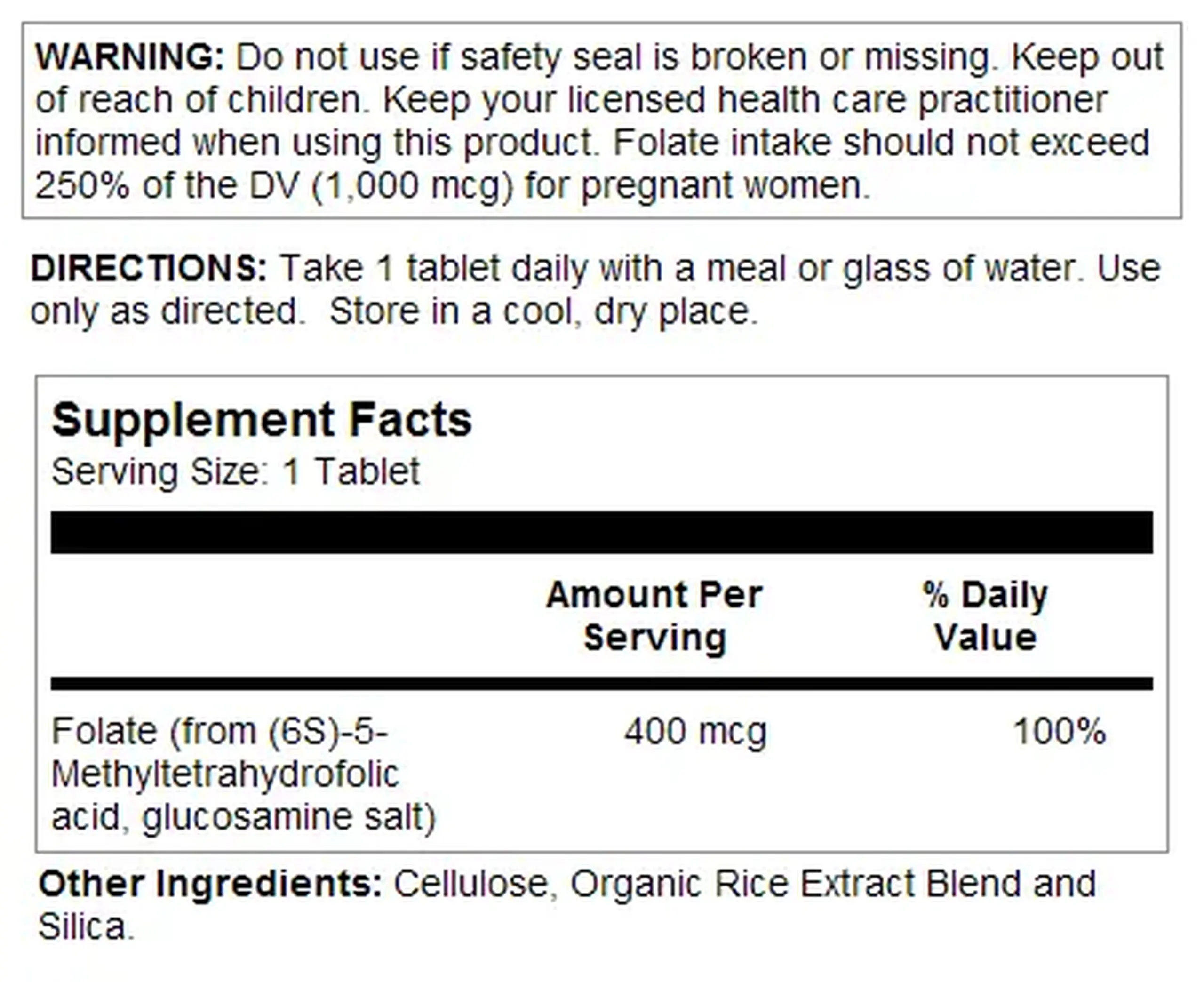 Kal, Methyl Folate 400 mcg, 90 tab