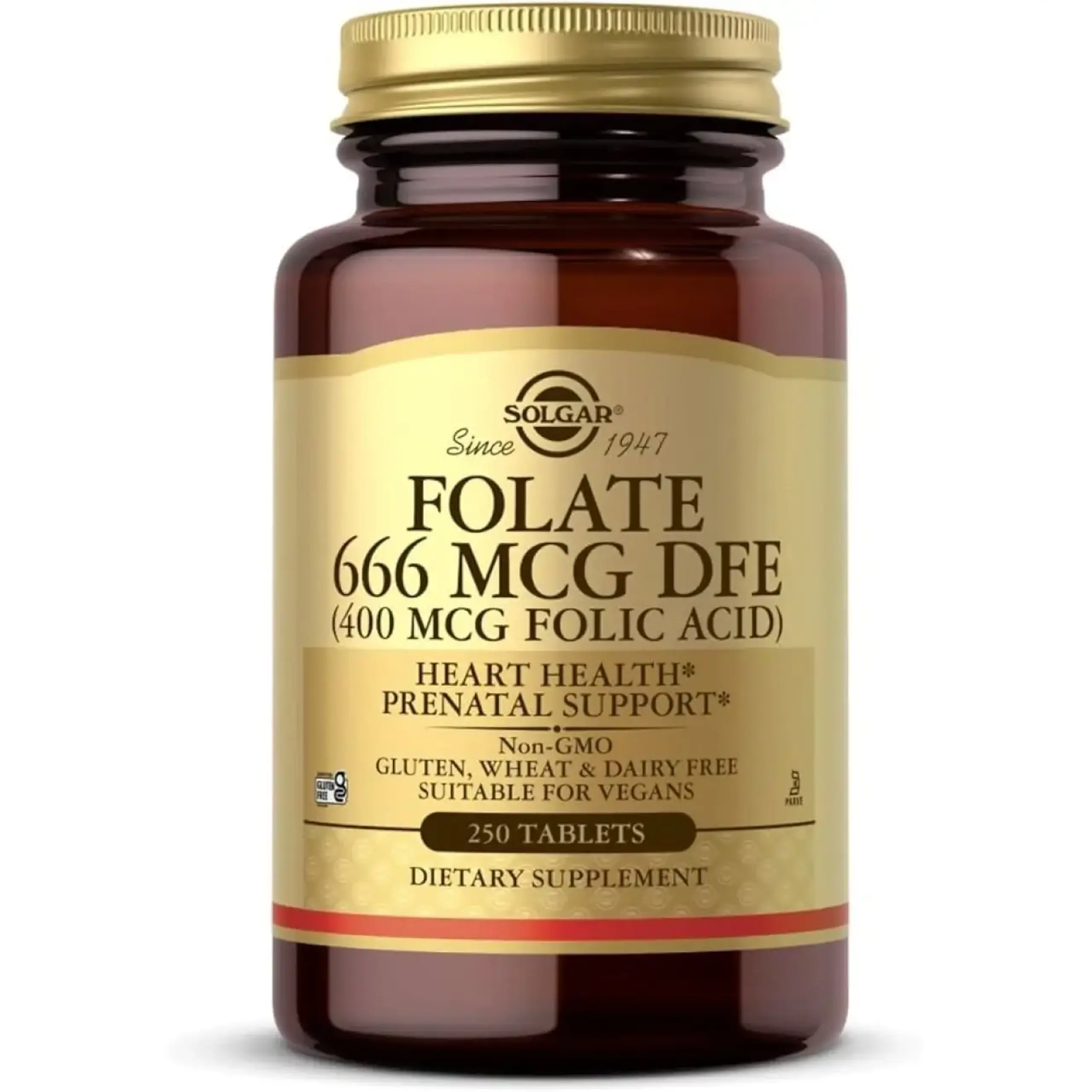 Solgar, Folate 666 mcg DFE Folic Acid 400 mcg, 250 tablets