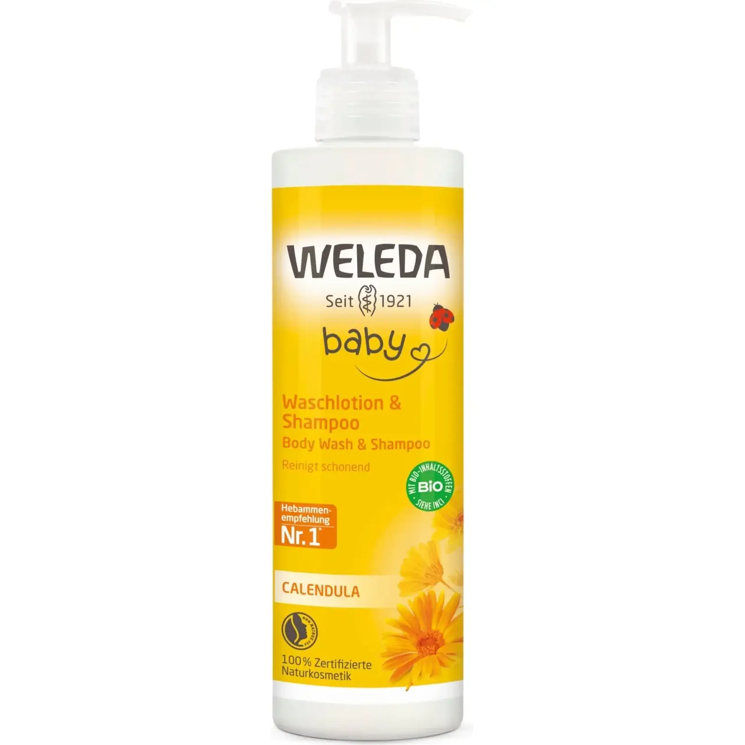 Weleda, Baby Șampon & Loțiune de curățare cu gălbenele, 400 ml